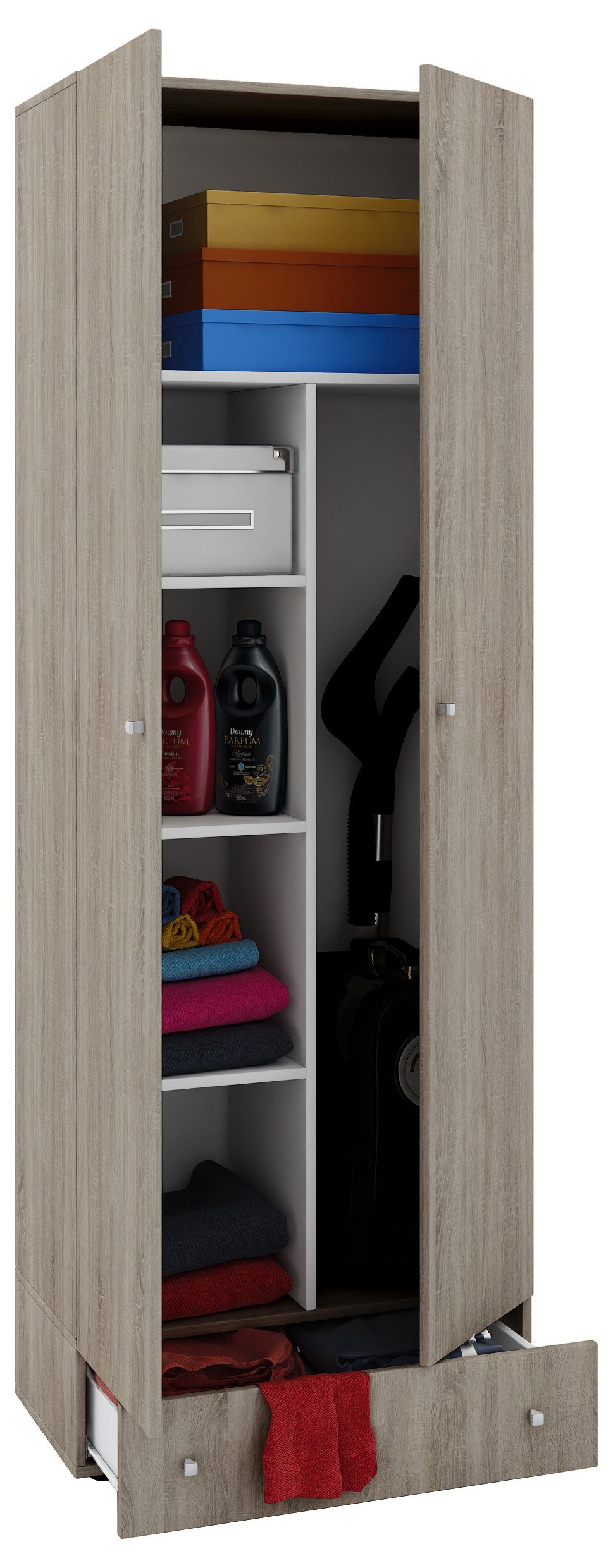 Putzschrank Sonoma-Eiche Staubsauger VCM Vandol Besenschrank Holz Mehrzweckschrank S (1-St)