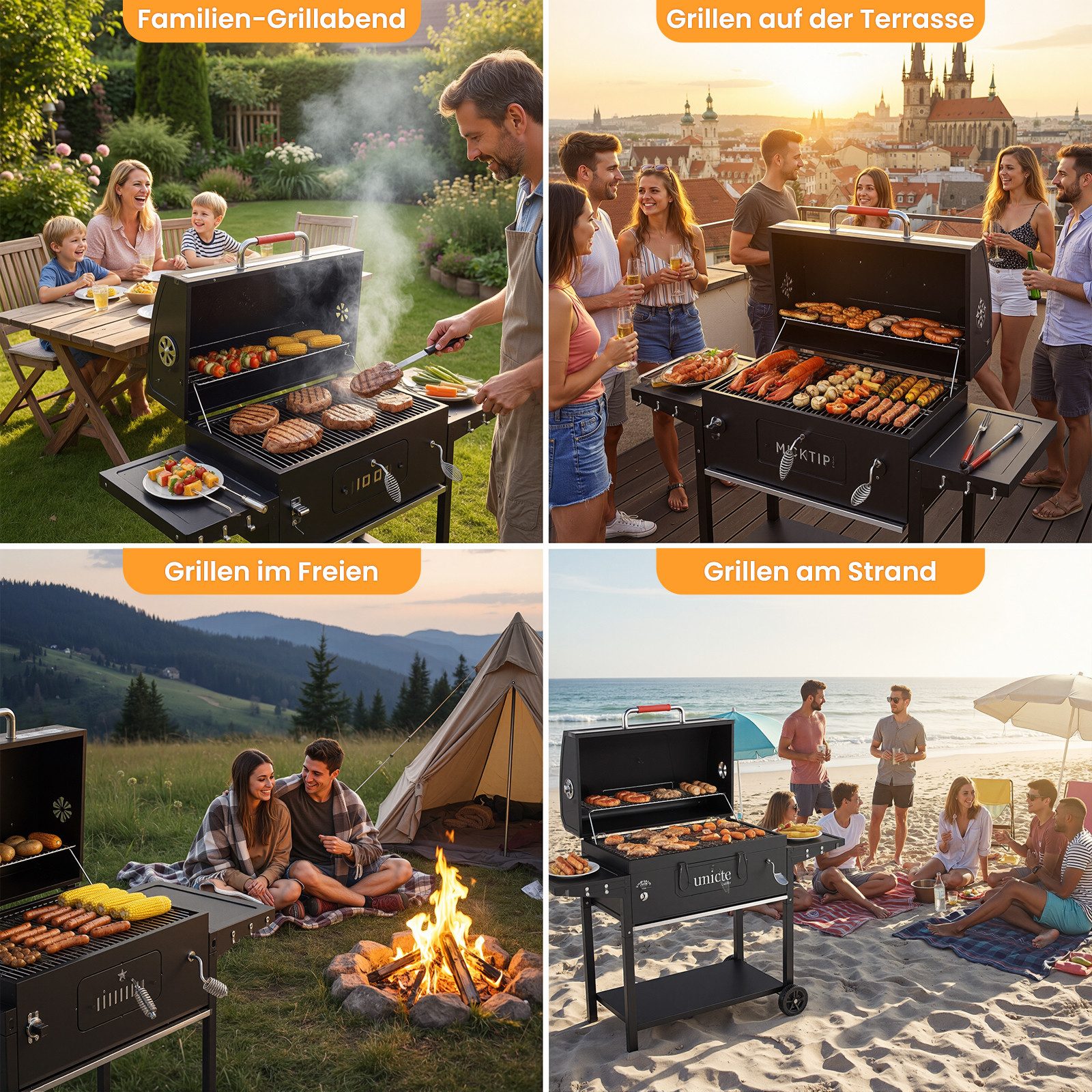HOMALL Holzkohlegrill XXL Grill Holzkohle, mit Grillzubehör Set, Grillfläche: 71×43cm, Großer Holzkohlegrill mit Rädern, Grillstation mit Warmhaltezone & Belüft – Bild 5 von 5