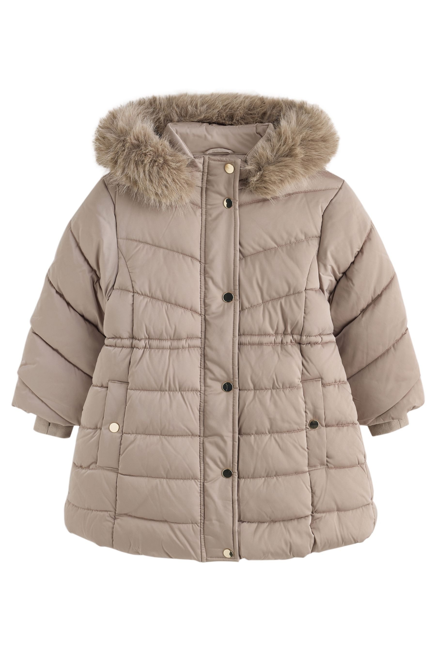 Next Fellimitatmantel Wasserabweisende Steppjacke mit Kunstfell (1-tlg)