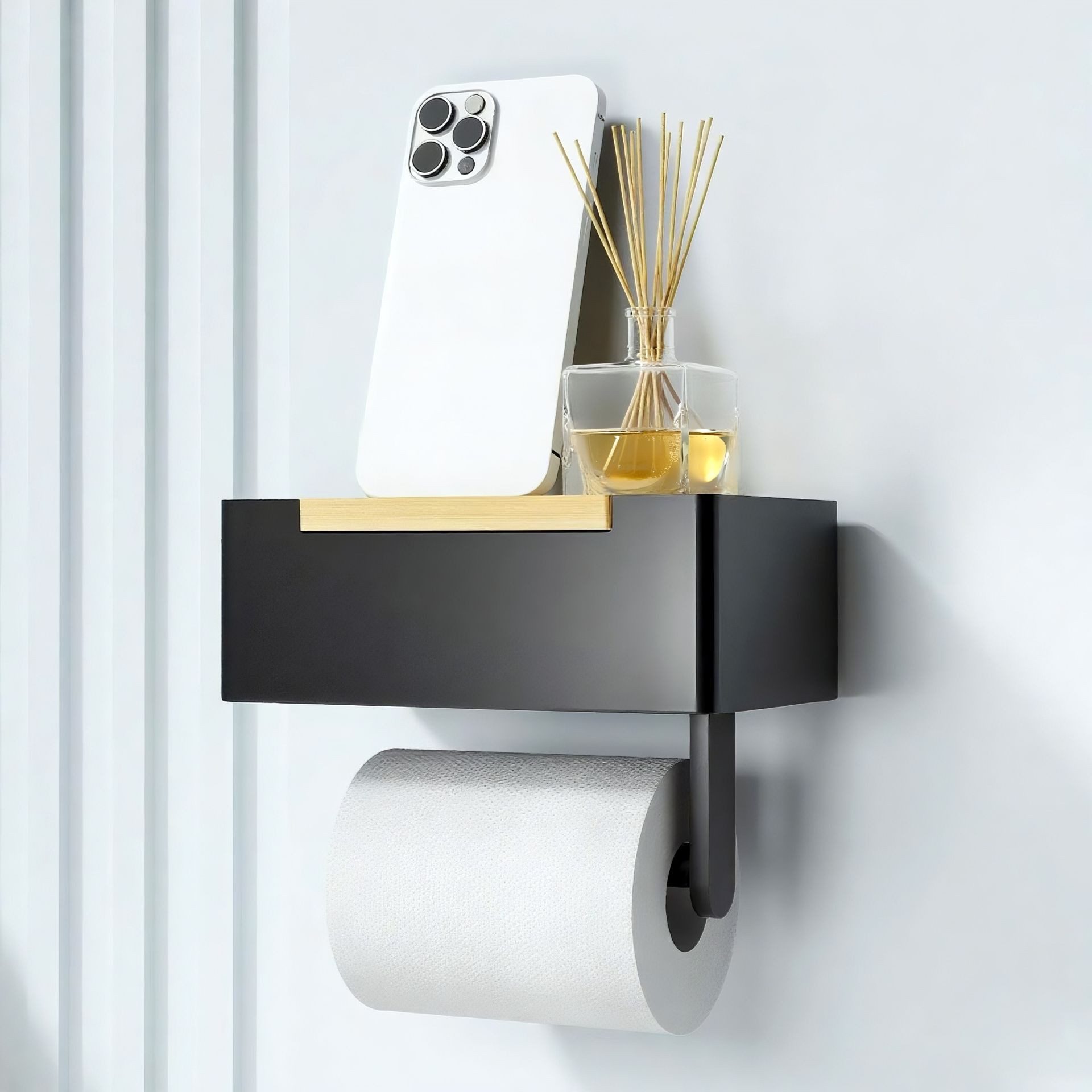 BERLINLODGE® Toilettenpapierhalter mit Ablage zum Kleben günstig online kaufen