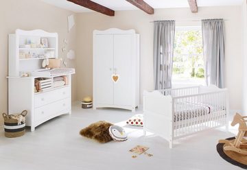 Pinolino® Babyzimmer-Komplettset Florentina, (Set, 4-St., Kinderbett, Kleiderschrank, Wickelkommode, Regalaufsatz), mit Kinderbett, Kleiderschrank und Wickelkommode; Made in Europe