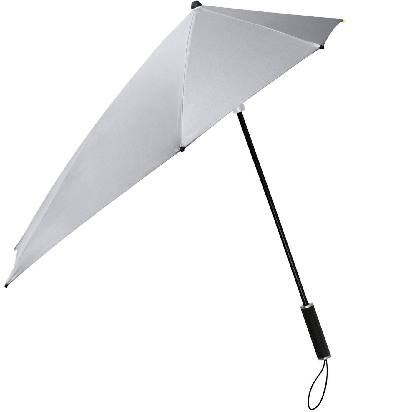 Impliva Stockregenschirm Schirm in Form km/h Wind, 100 der silber sich Sturmschirm den hält Regenschirm, besondere bis aerodynamischer dreht seine aus zu durch STORMaxi