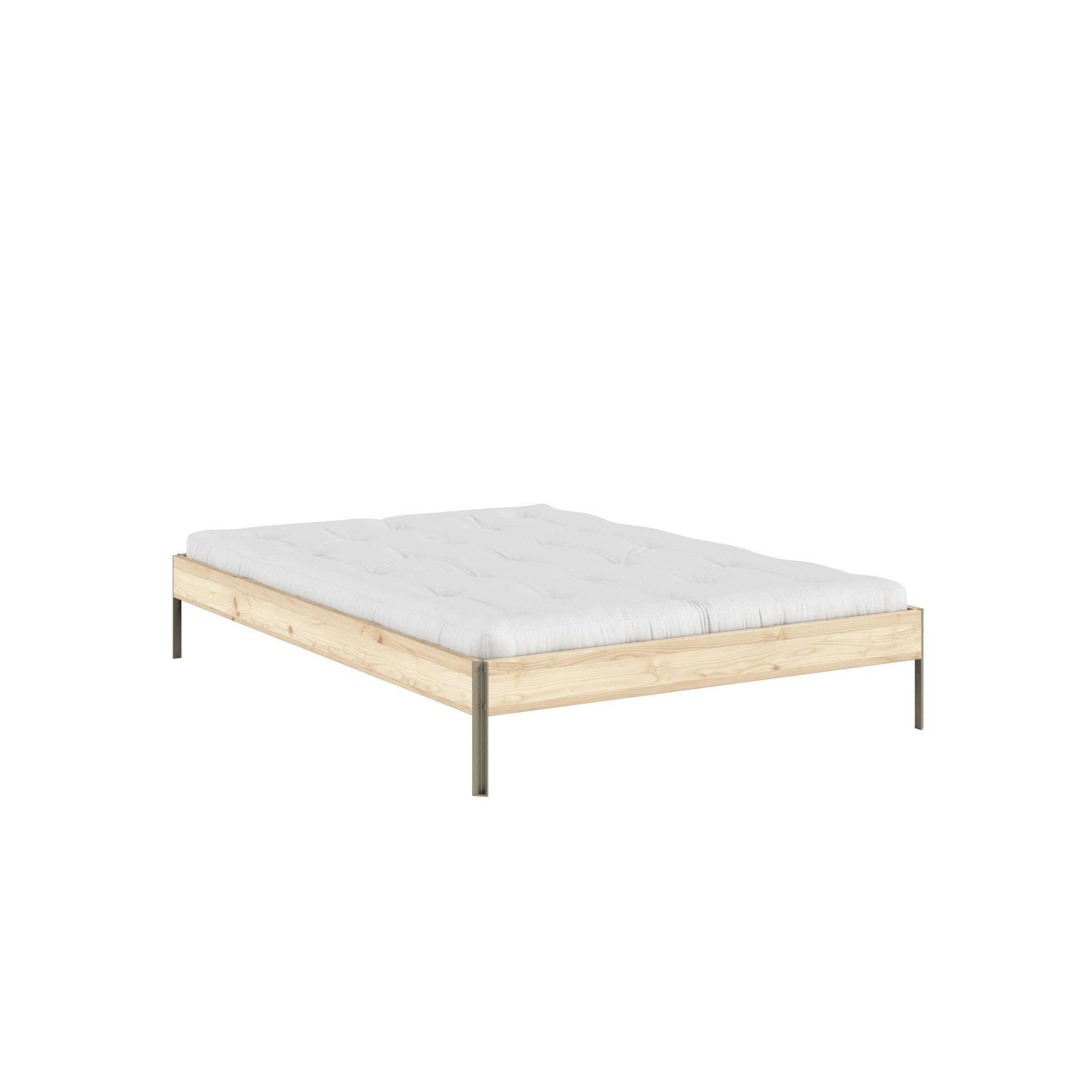 Karup Design Bettgestell CORE BED Bodenbett, Holzrahmen, Futonbett, Jugendbett, Holzbett, Massivholzbett mit Lattenrost, Kiefer massiv, Doppelbett ohne Kopfteil