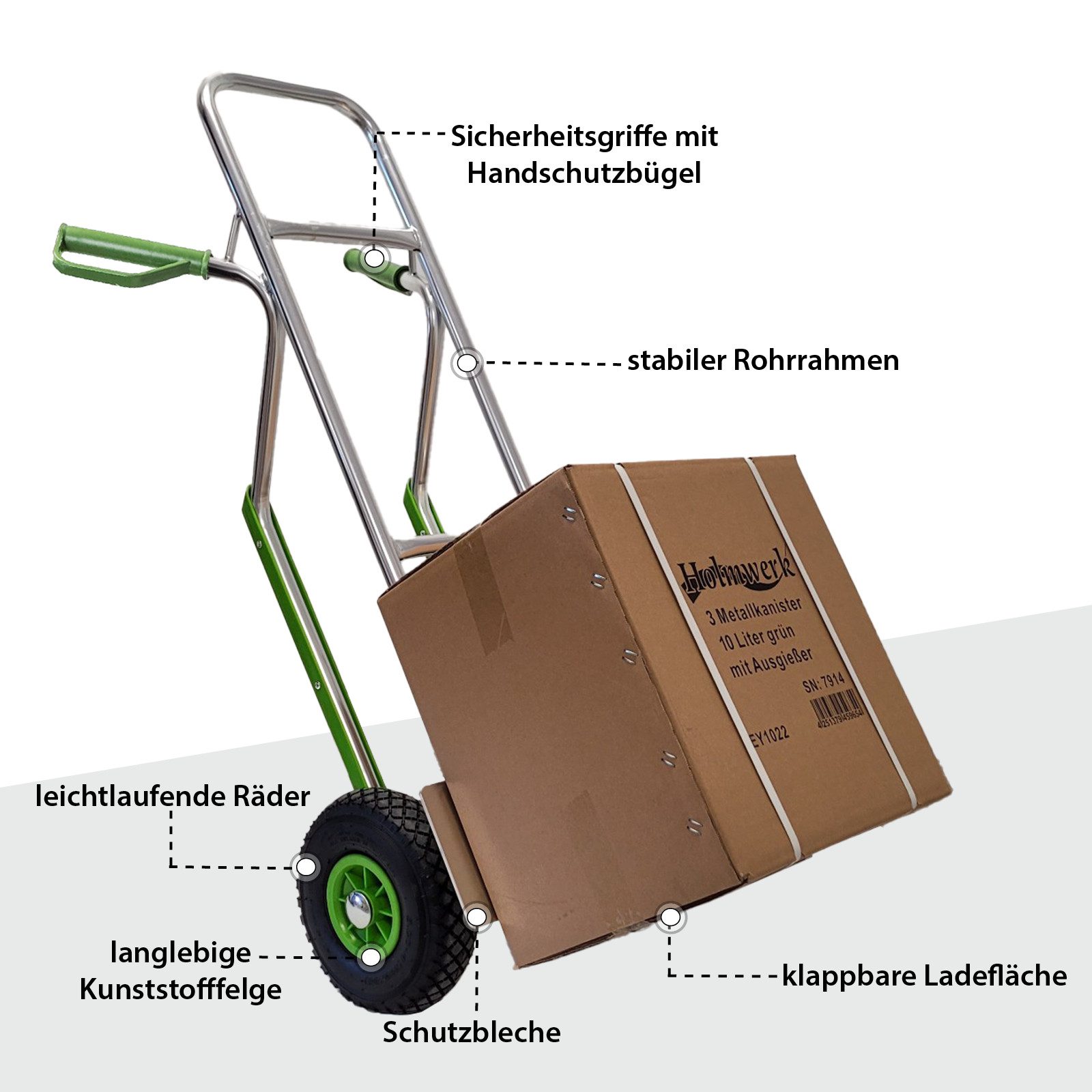 TRUTZHOLM Sackkarre mit Treppenrutsche Aluminium Lufträder Stapelkarre Transportkarre, Traglast 200 kg – Bild 4 von 5