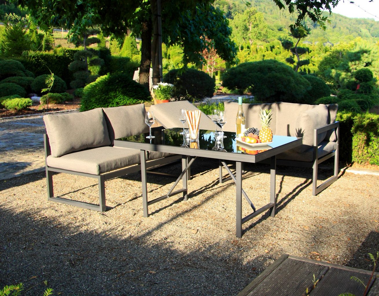 acamp Gartenlounge-Set 3-teilige Sitzgruppe Signature mit Tisch, (Gartenmöbel Set), Gartensofa, Möbelset, Lounge-Set mit Tisch