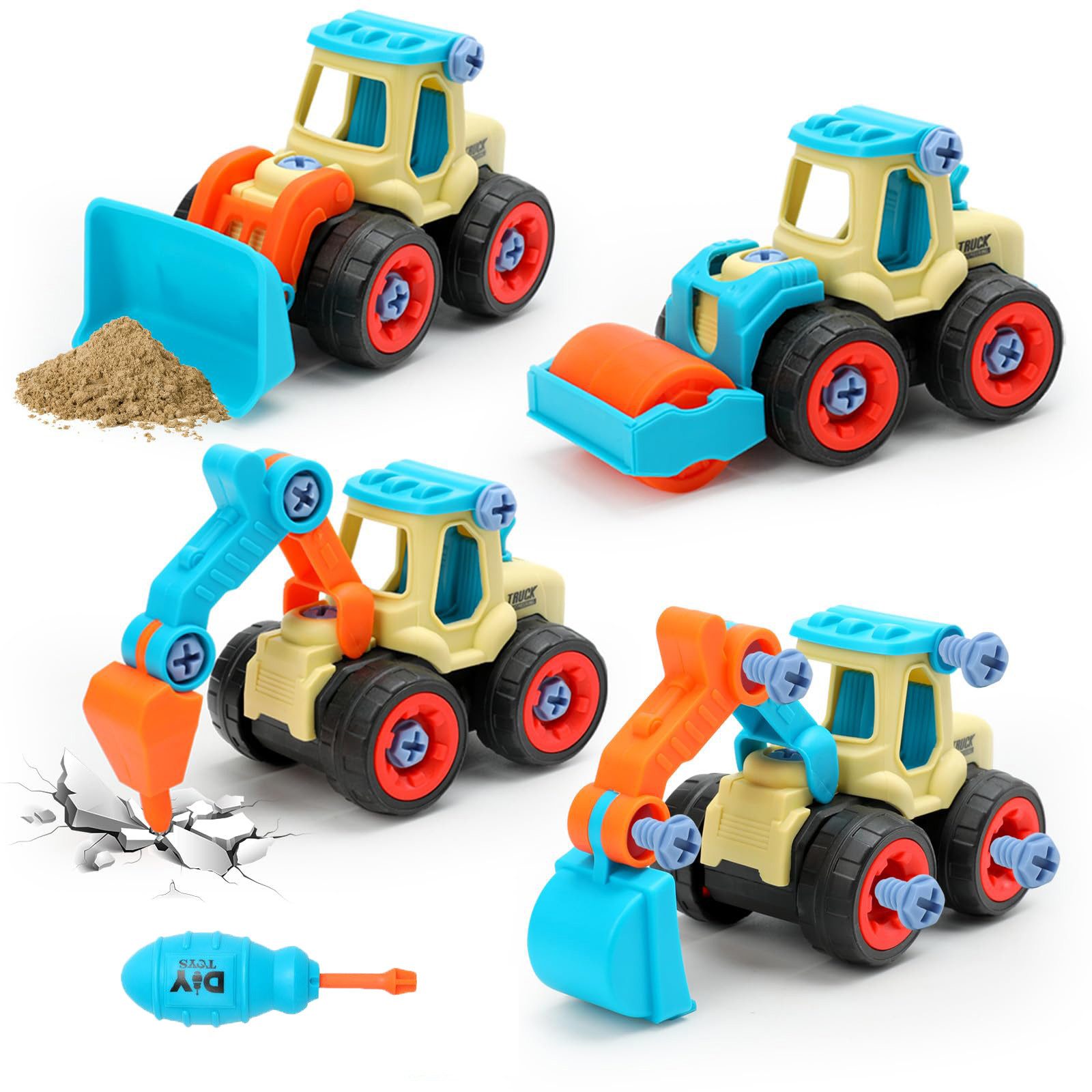 MINISO Spielzeug-Baumaschine 4 in 1 Bagger Zerlegen Spielzeug Ab 3-5 Jahre günstig online kaufen