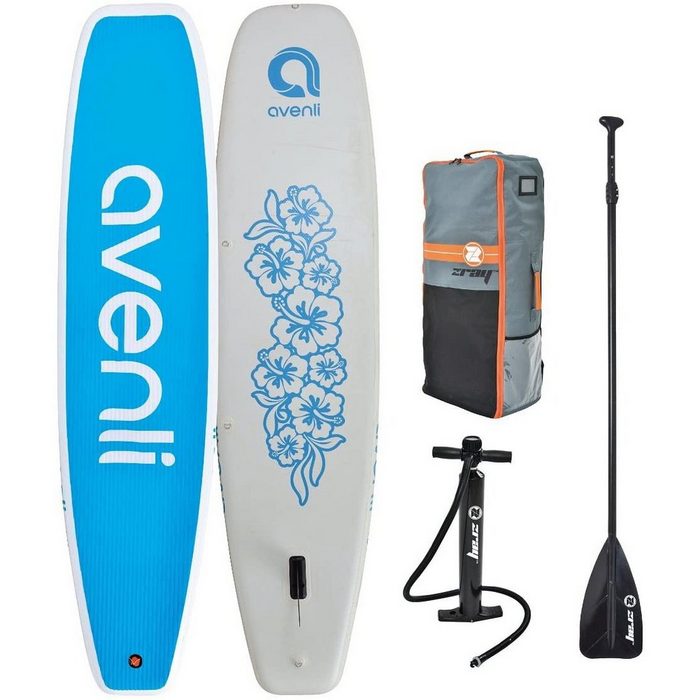 Avenli Inflatable SUP-Board YG6 SUP Yoga Board 335x81x15 cm blau/weiß Yogaboard (Komplettset)