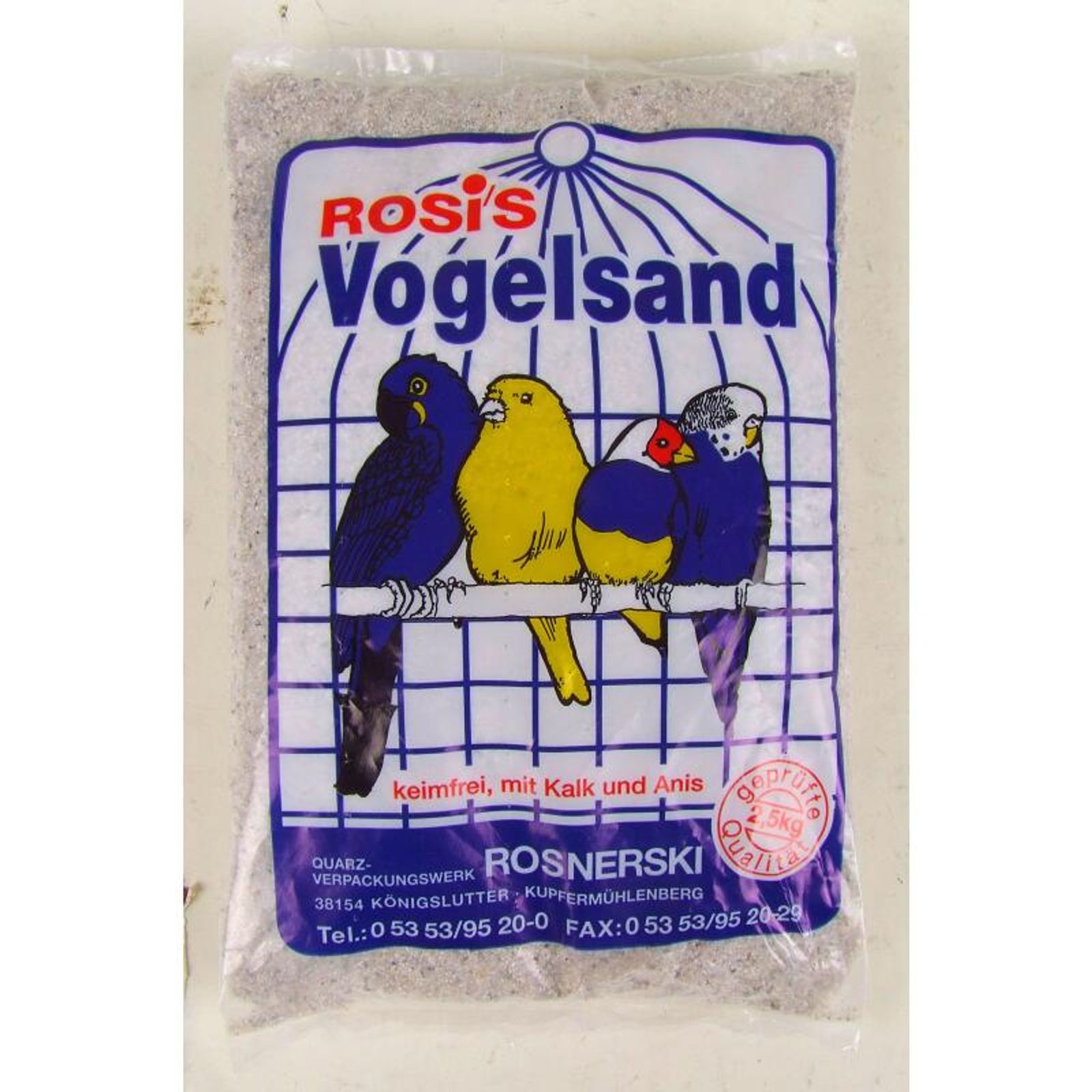 BURI Badesand Rosi´s Vogelsand 2,5kg Weiß Kalk Anis Haustier Vogelkäfig Einlage von BURI