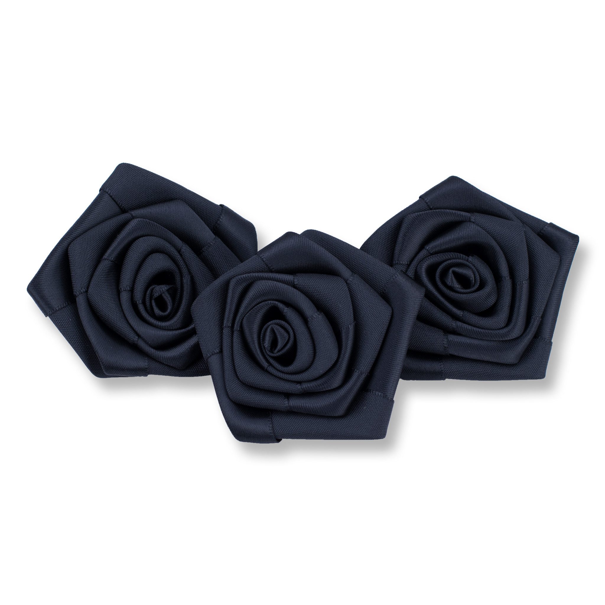 Creativery Streudeko, Satinrosen 6cm zum Basteln & Aufnähen 3 Stück Schwarz