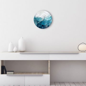 DEQORI Wanduhr 'Blick durch Wellen' (Glas Glasuhr modern Wand Uhr Design Küchenuhr)