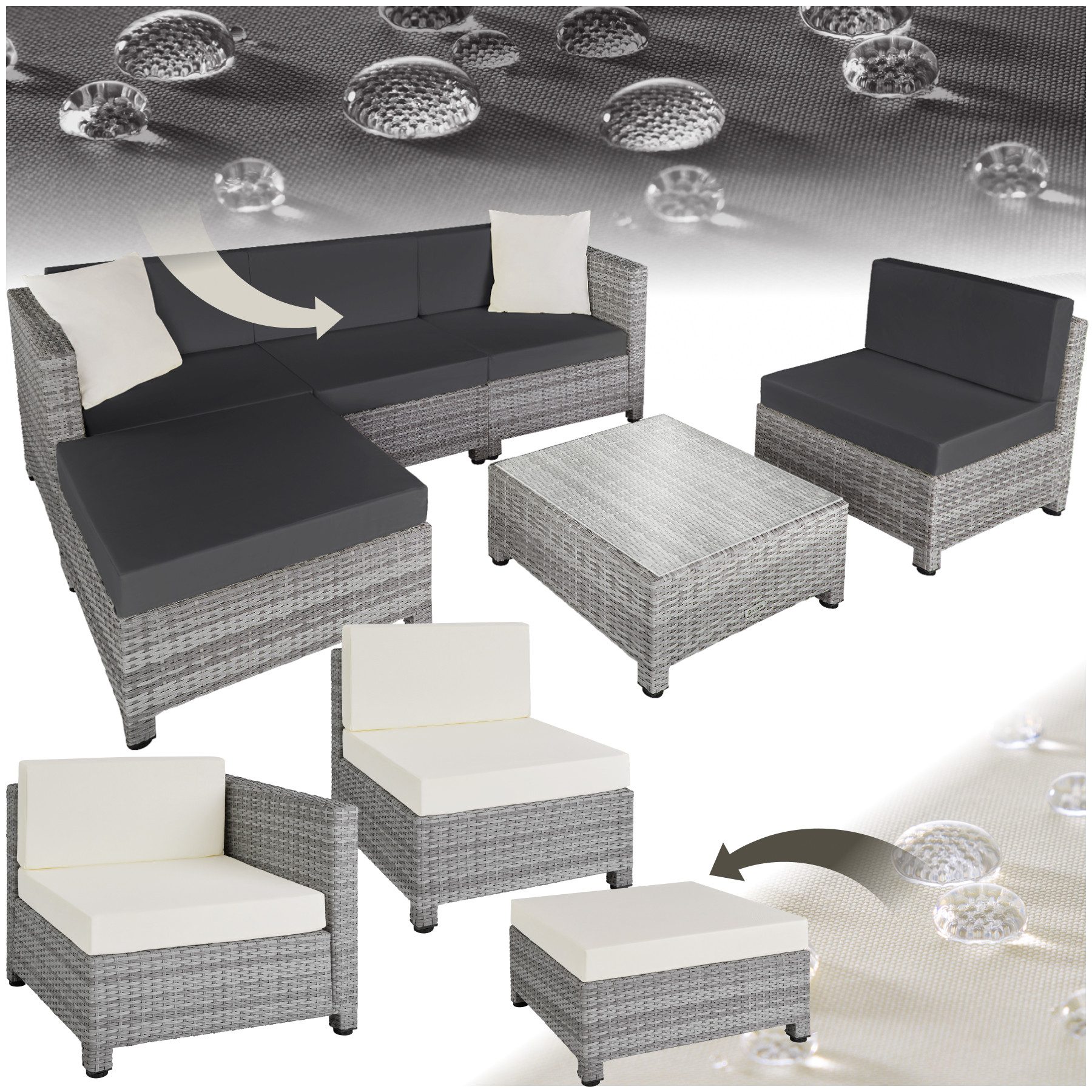 tectake Loungeset Rattan Lounge, (Set, 6-tlg), günstig online kaufen