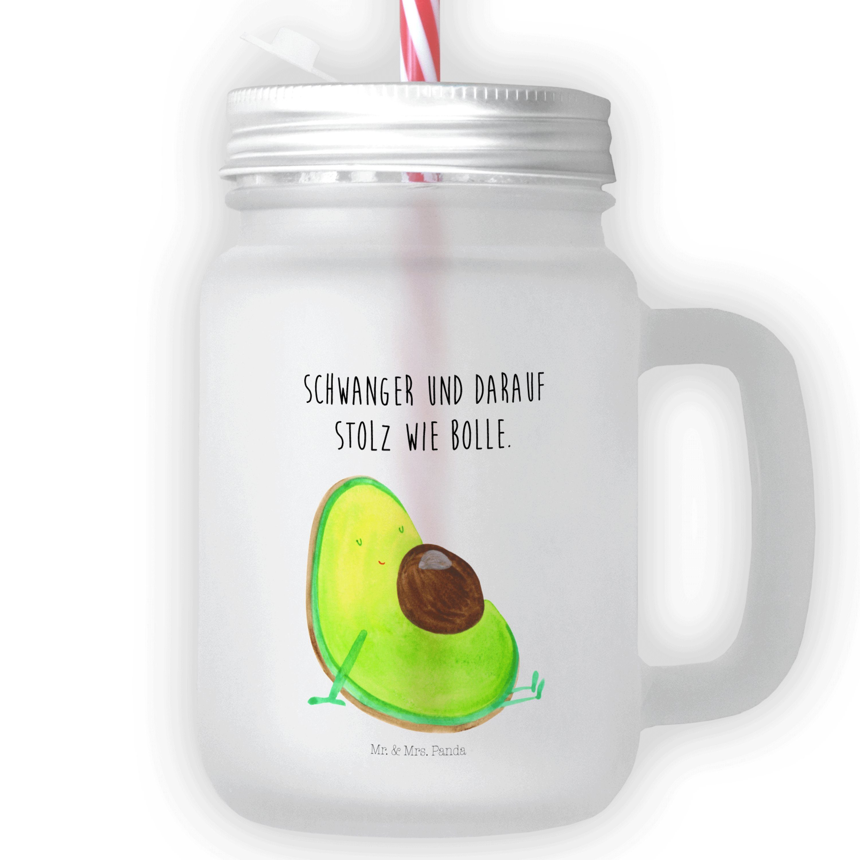 Mr. & Mrs. Panda Cocktailglas Avocado Schwangerschaft, Cocktailglas, Transparent, Schwangerschaft, 1-tlg., Premium Glas