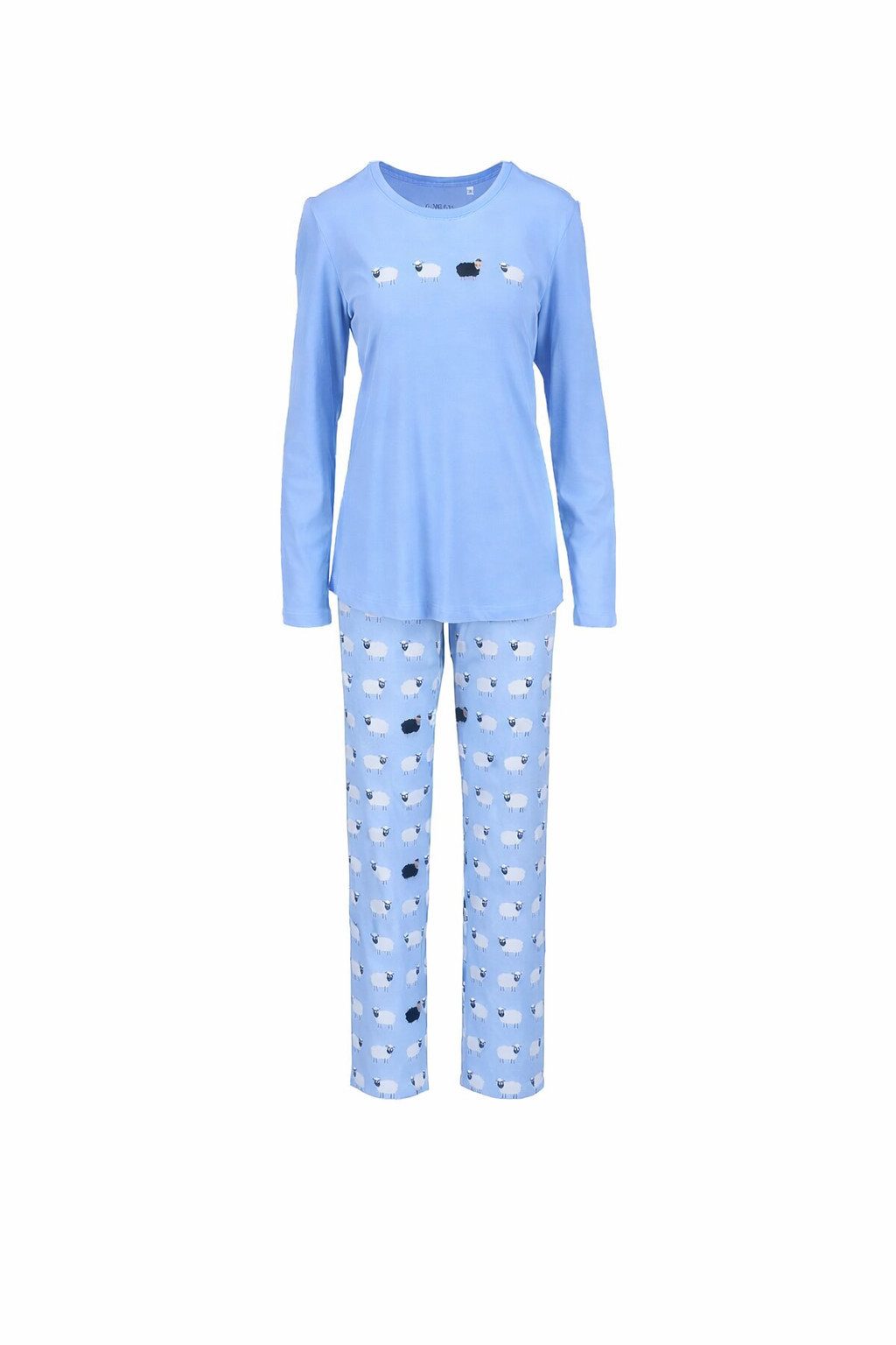 Ringella Pyjama mit Schaf-Motiv – Langarm-Schlafanzug aus 100% Baumwolle (2 tlg) Feiner Single Jersey