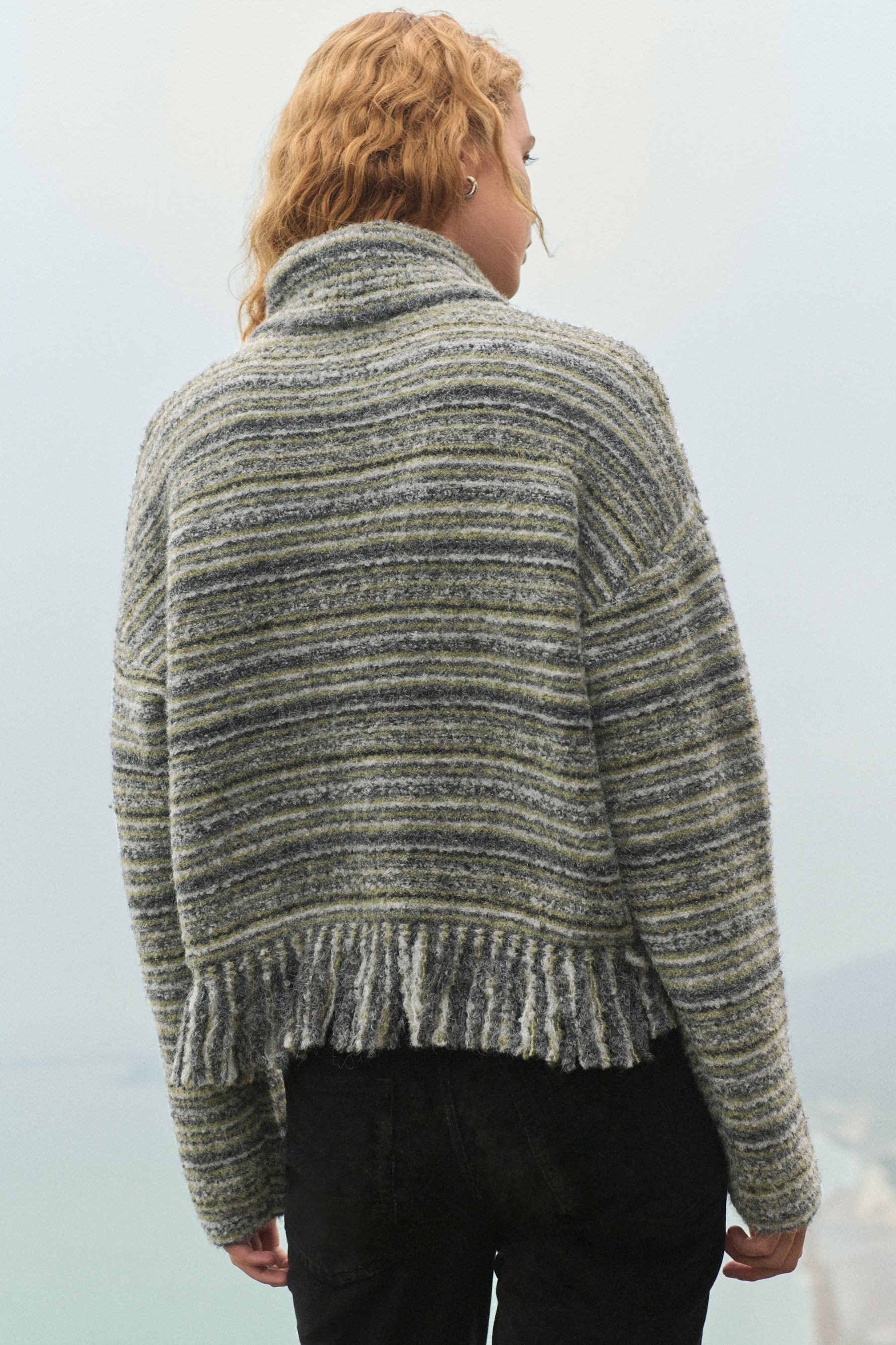 Next Rollkragenpullover Strickpullover mit Rollkragen, Fransen Spacedye (1- günstig online kaufen