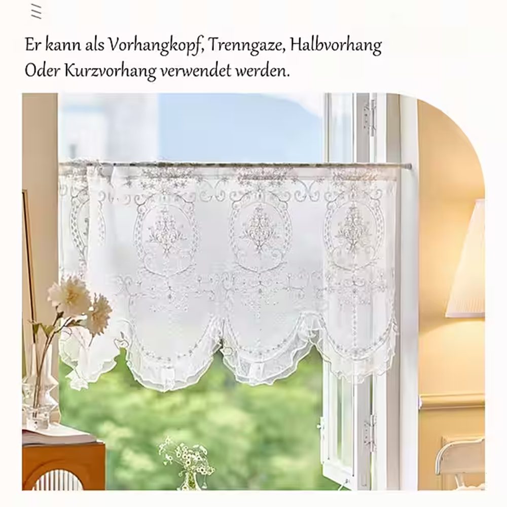 Agger Scheibengardine Vintage-Spitzenvorhänge,Gardine Kurzgardine,Stangendurchzug, transparent, Polyester, geeignet für Küche, Schlafzimmer