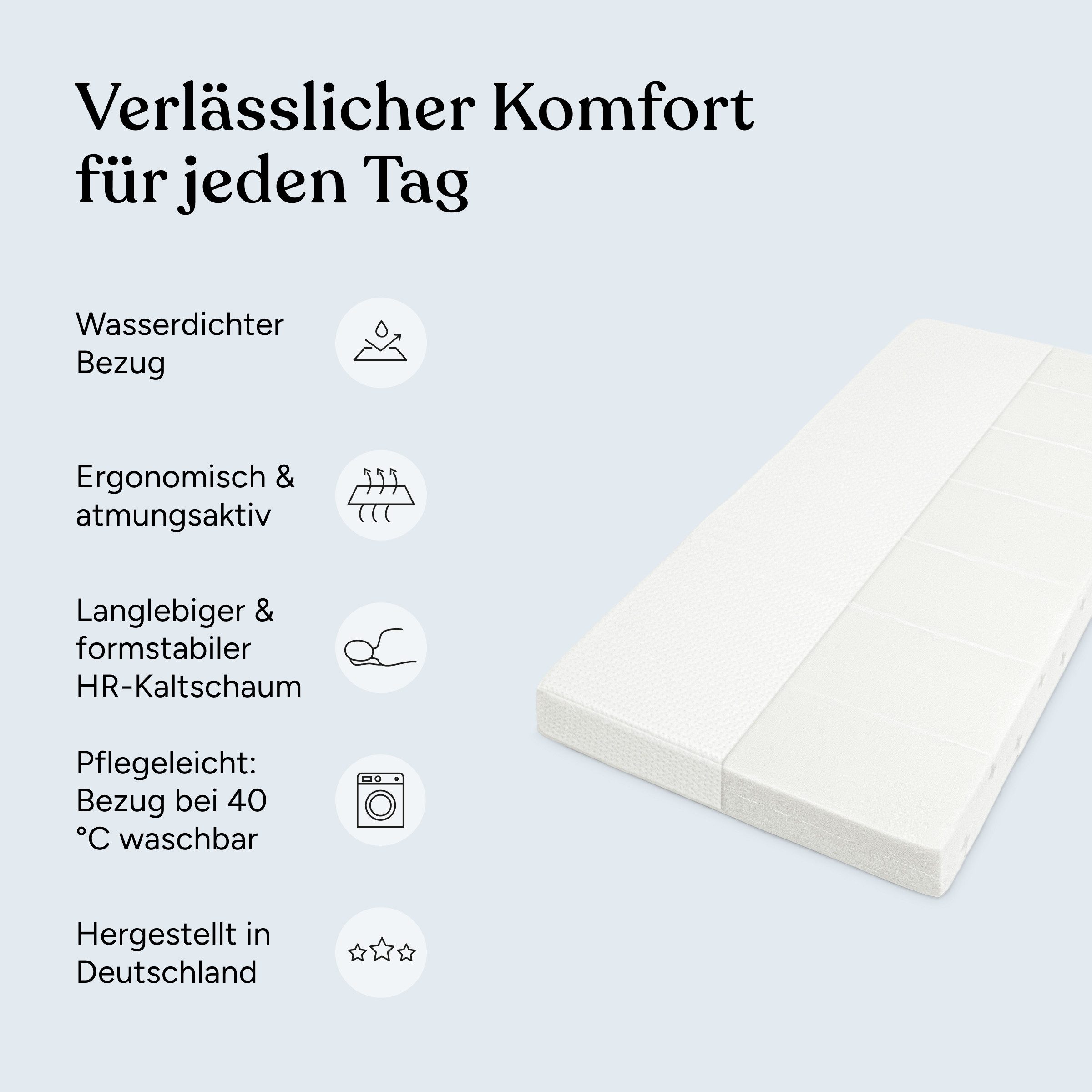 Kindermatratze Royal Pro wasserdicht, Ehrenkind, 10 cm hoch, (HR-Kaltschaum mit Rundum-Membran, atmungsaktiv & Nässeschutz), Made in Germany