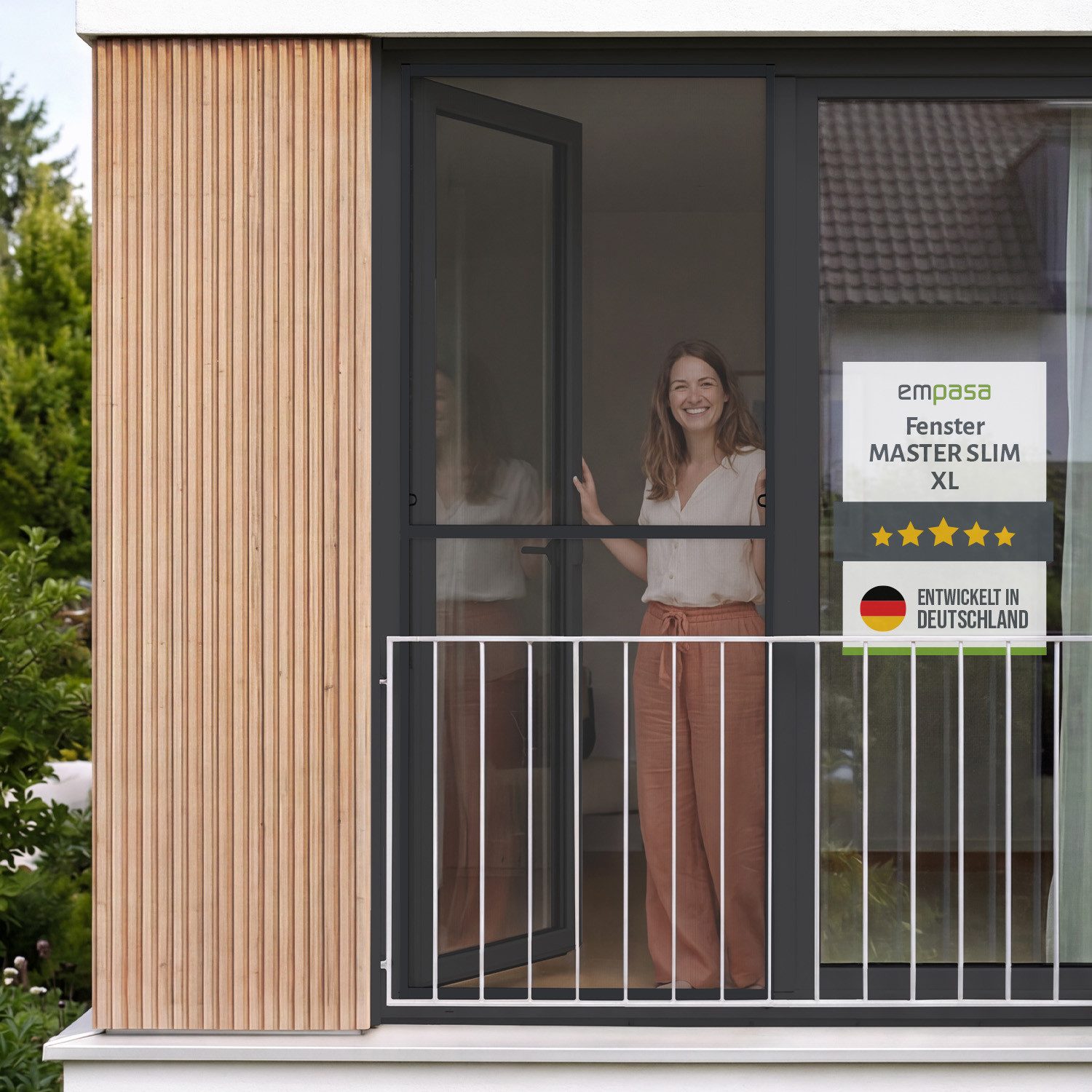 empasa Insektenschutz-Fensterrahmen "MASTER SLIM XL", Fliegengitter Fenster 100 x 220 cm