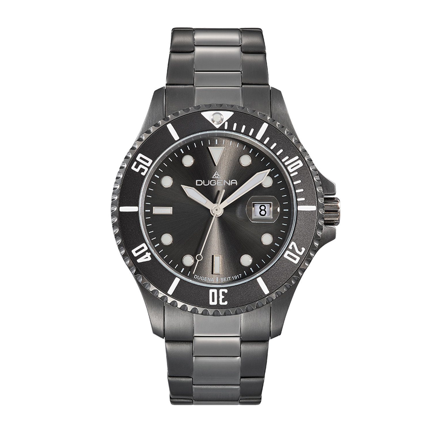 Dugena Quarzuhr Herrenuhr 4461073 Diver XL, Quarz, anthrazitfarbenes Zifferblatt, Edelstahl