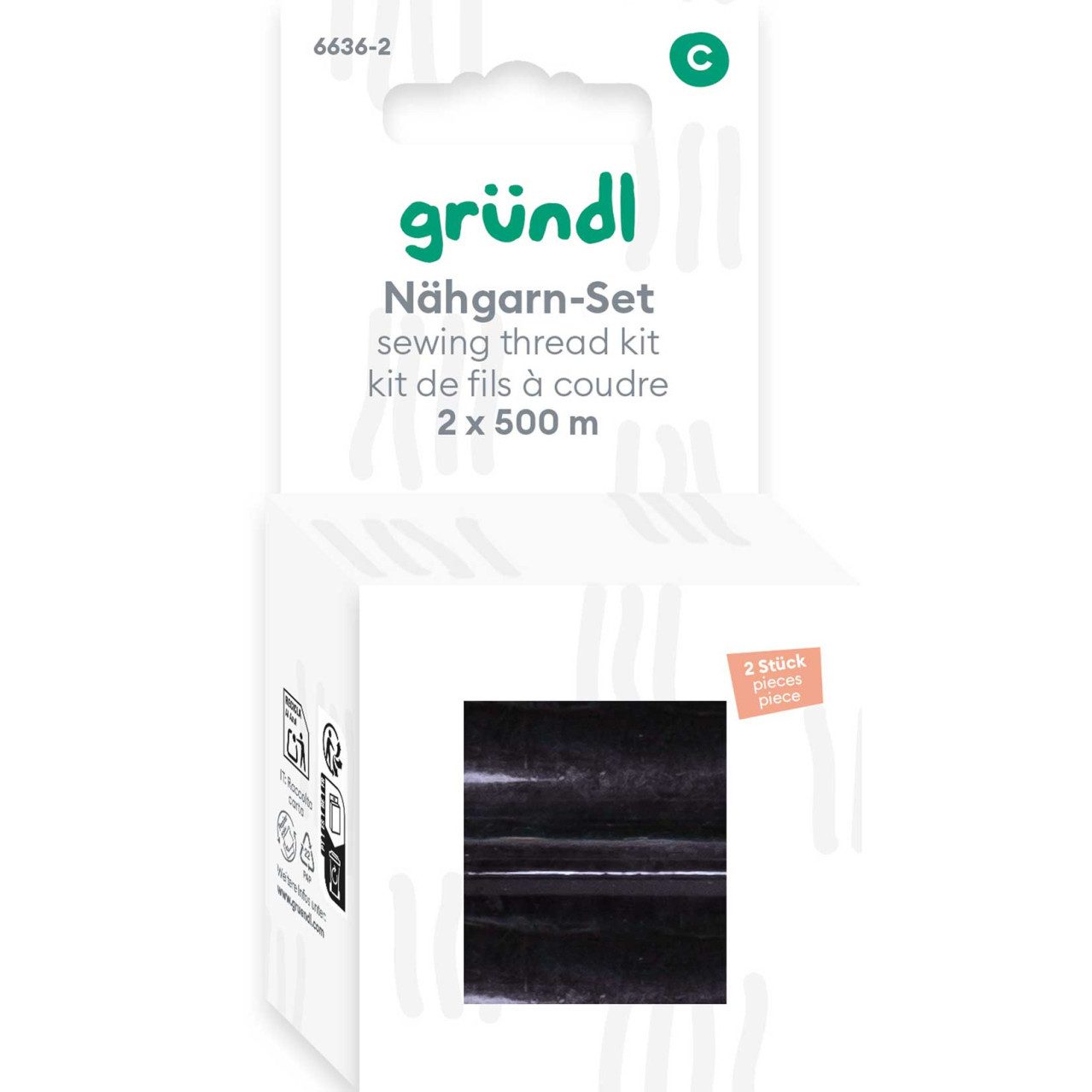 Gründl Bastelnaturmaterial Gründl Nähgarn-Set schwarz 2 x 500 m