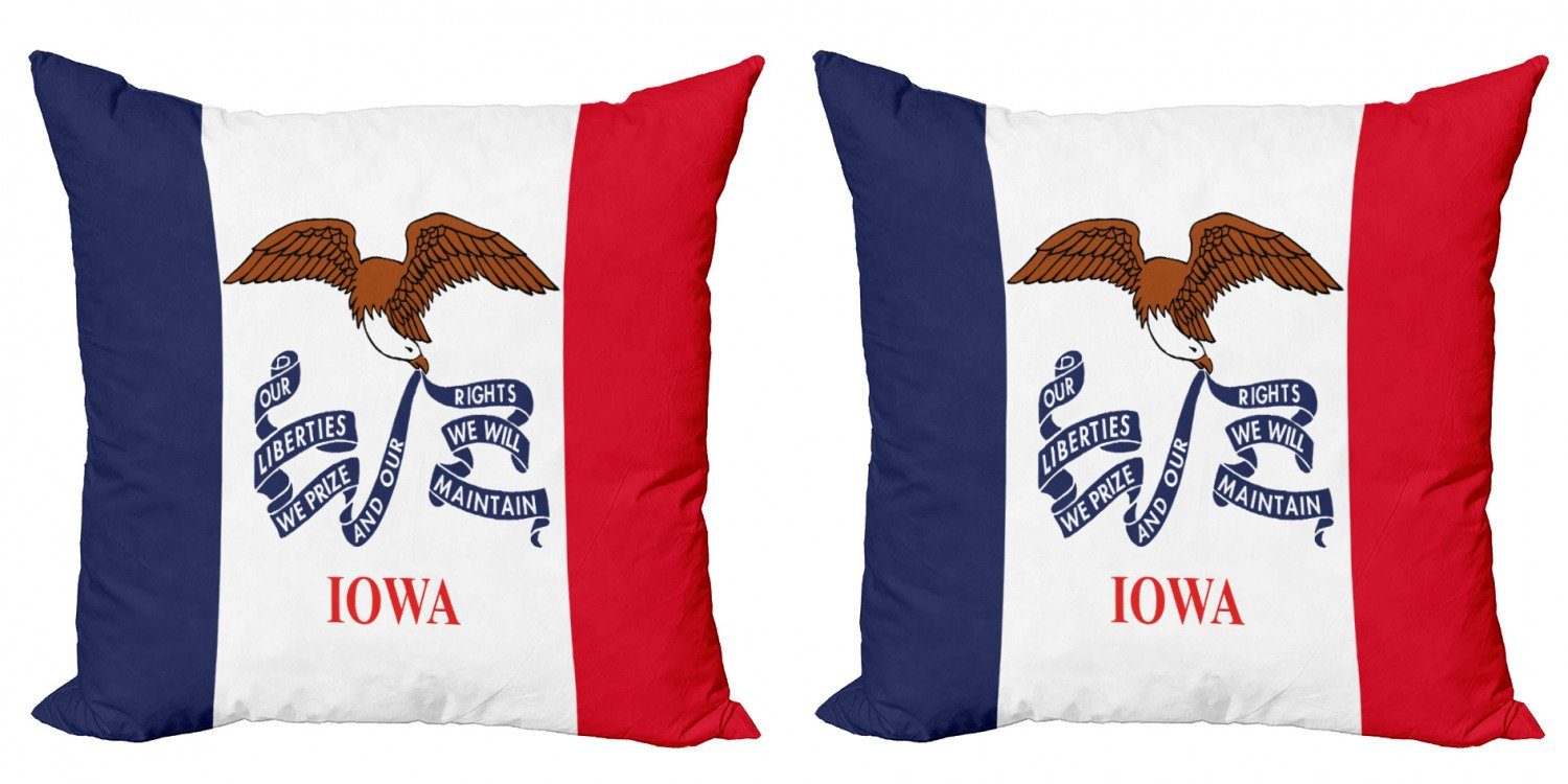 Kissenbezüge Modern Accent Iowa Adler Flagge Wörter State Digitaldruck, Doppelseitiger (2 und Stück), Abakuhaus