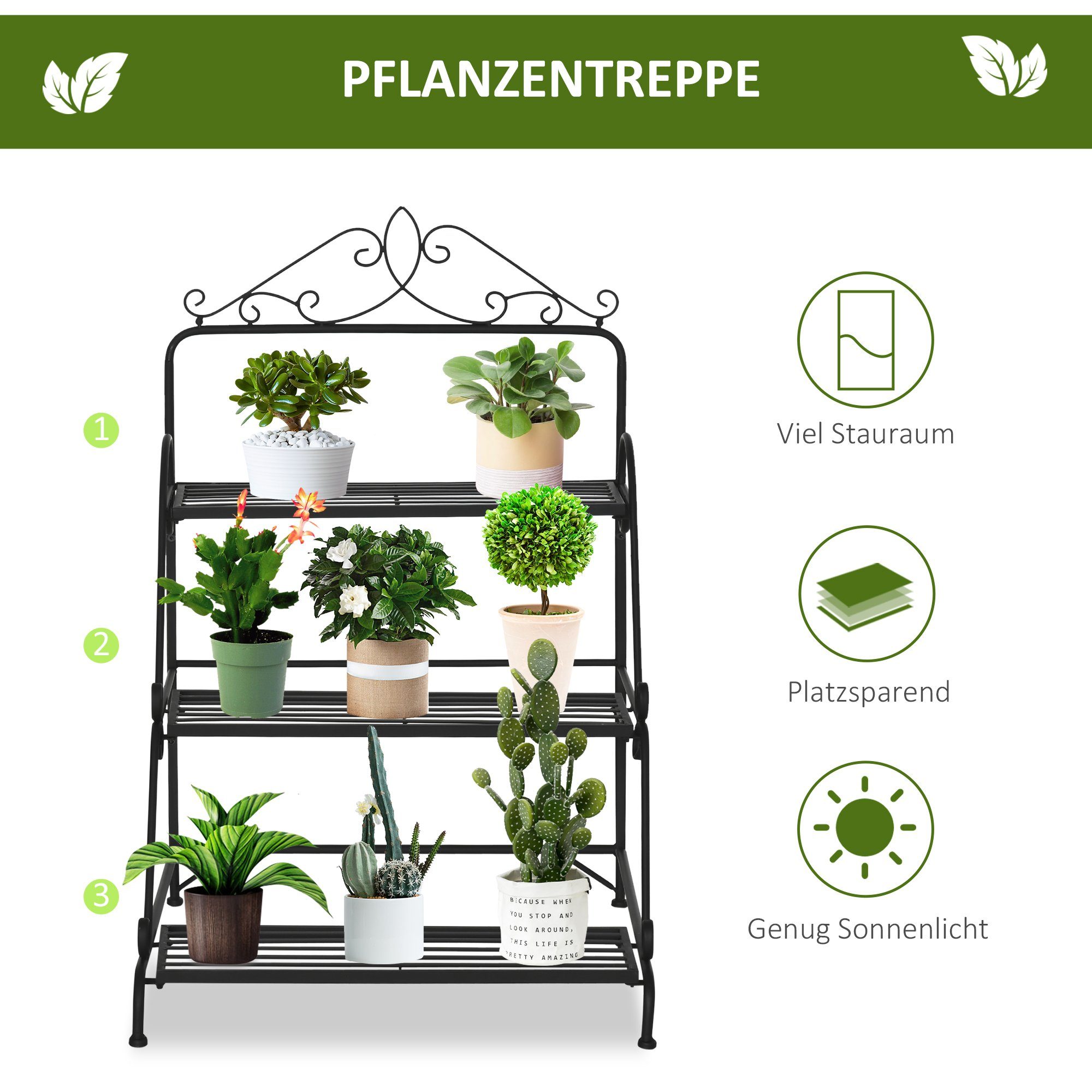 Outsunny Pflanzentreppe Pflanzenständer St), 1 Design (Set, erhöhtem mit