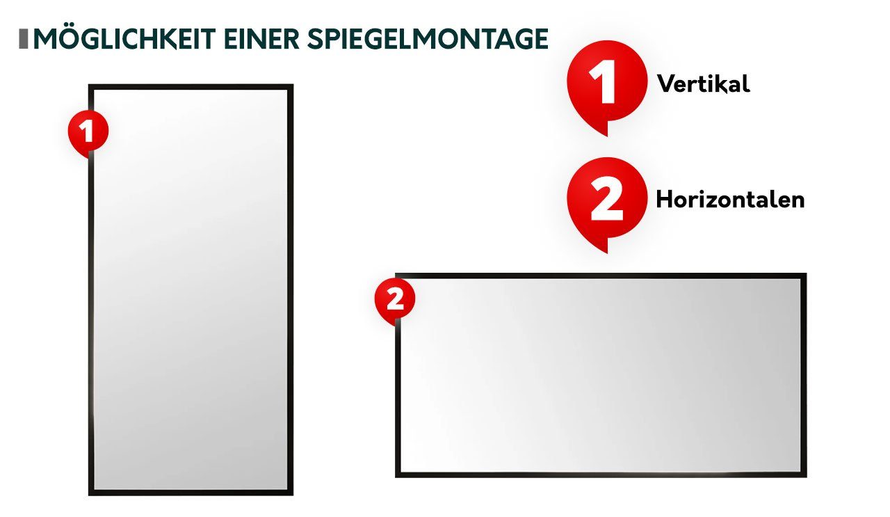 Rahmen Schwarz oder MIRJAN24 Dekospiegel 60x100, Horizontal, Dallas Vertikal