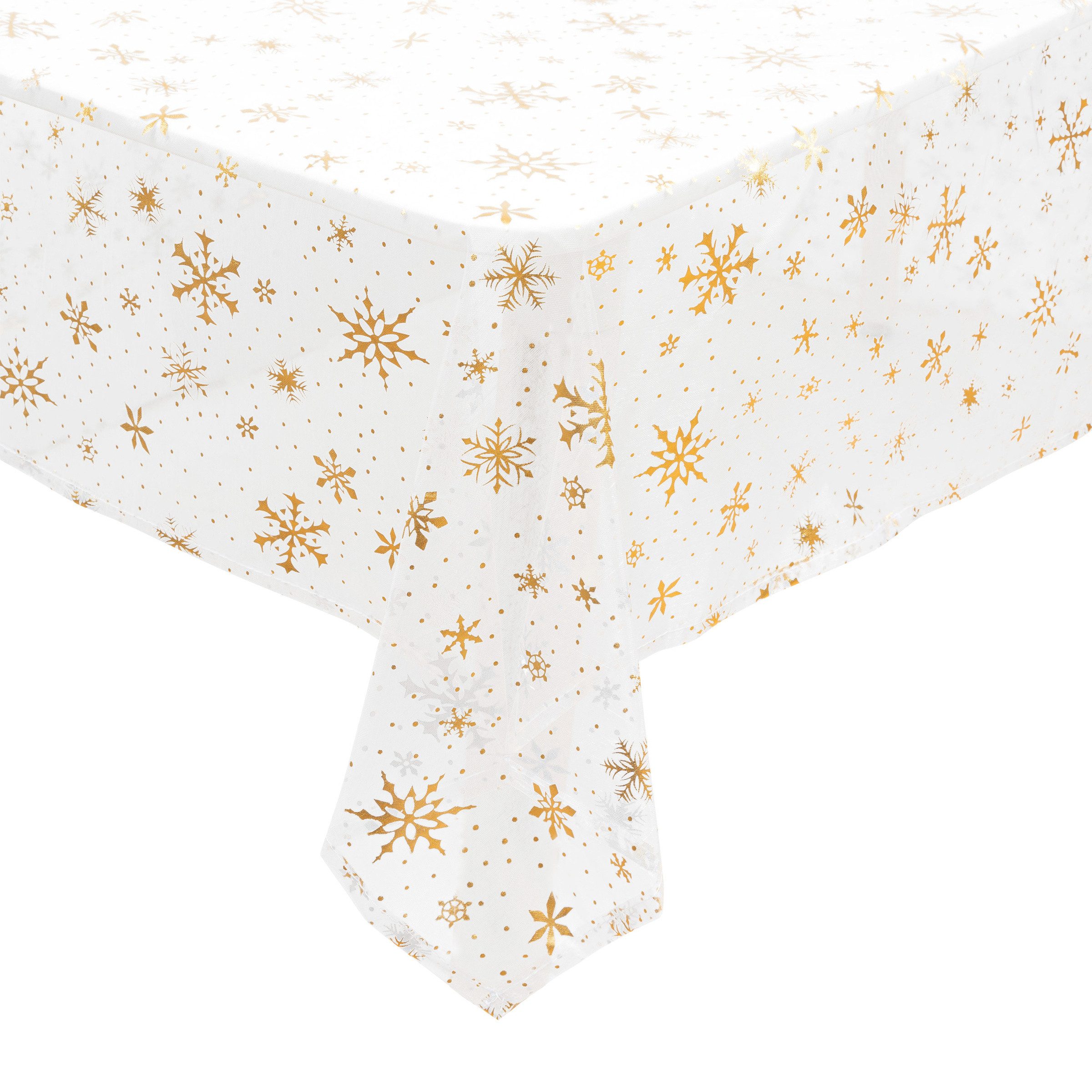 Atmosphera Créateur d'intérieur Tischdecke Fleckabweisende Tischdecke mit Schneeflocken (Tischdecken 1-tlg)