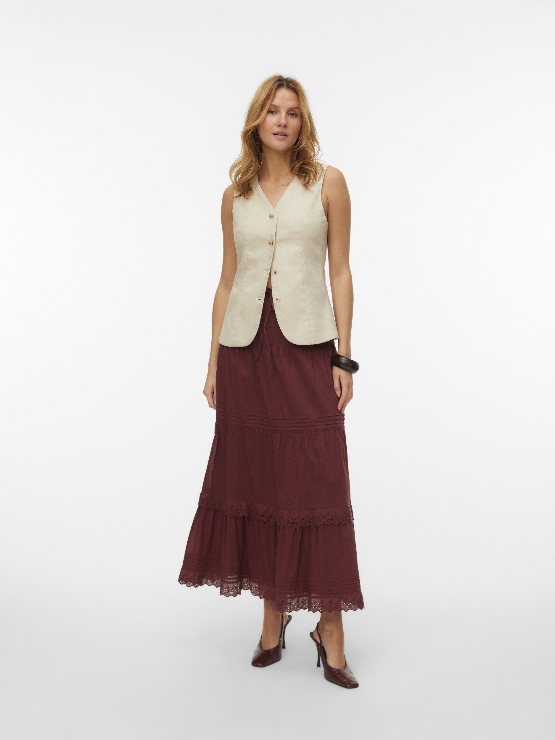 Vero Moda A-Linien-Rock VMSANDY HW ANKLE SKIRT WVN, Andorra