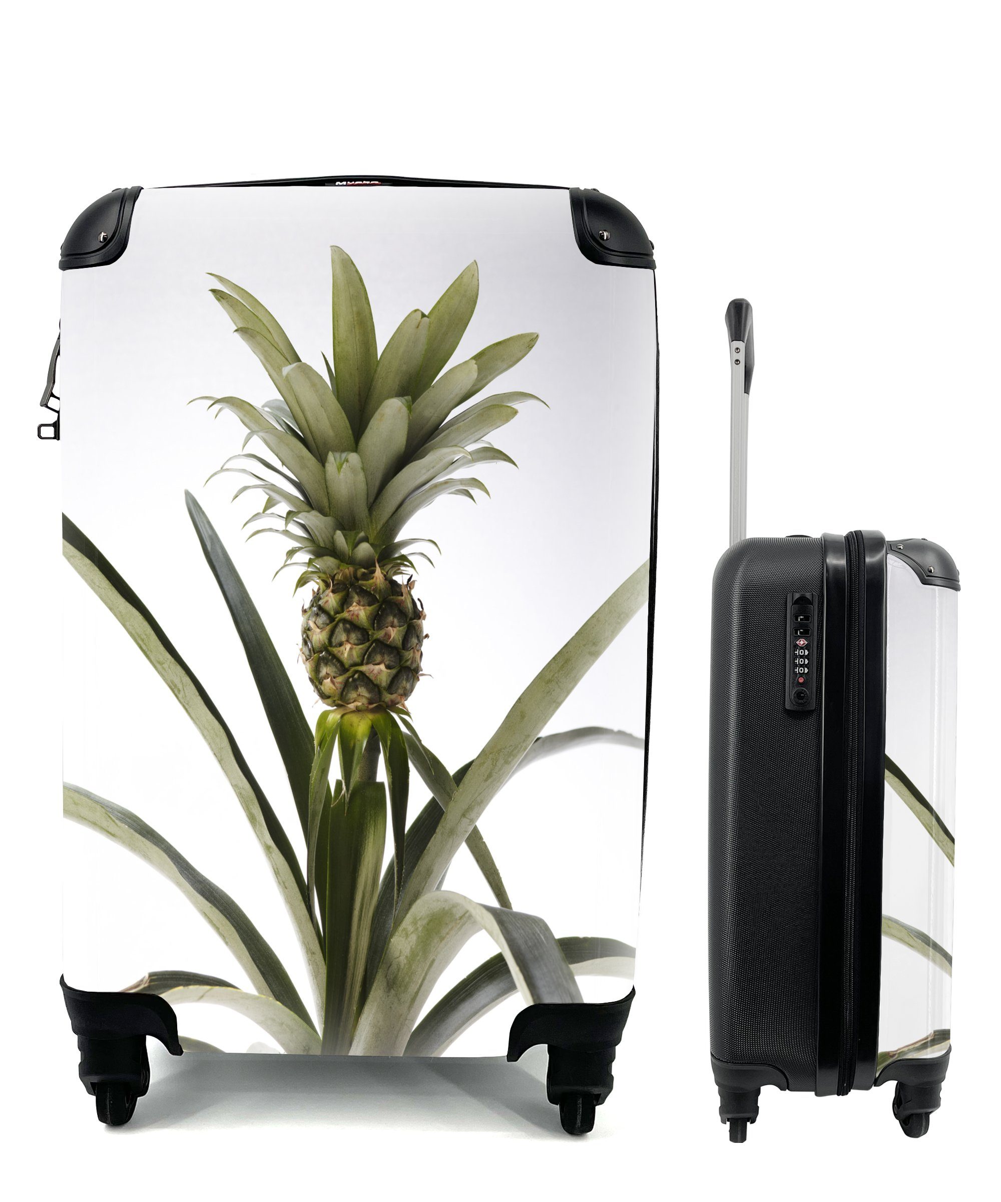 MuchoWow Handgepäckkoffer Ananaspflanze - Topf - Licht, 4 Rollen, Reisetasche mit rollen, Handgepäck für Ferien, Trolley, Reisekoffer