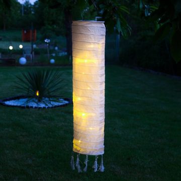 MARELIDA LED Lampion XXL Solar Lampion lang mit Quasten Bohostil für Terrasse Garten 102cm, LED Classic, warmweiß (2100K bis 3000K)