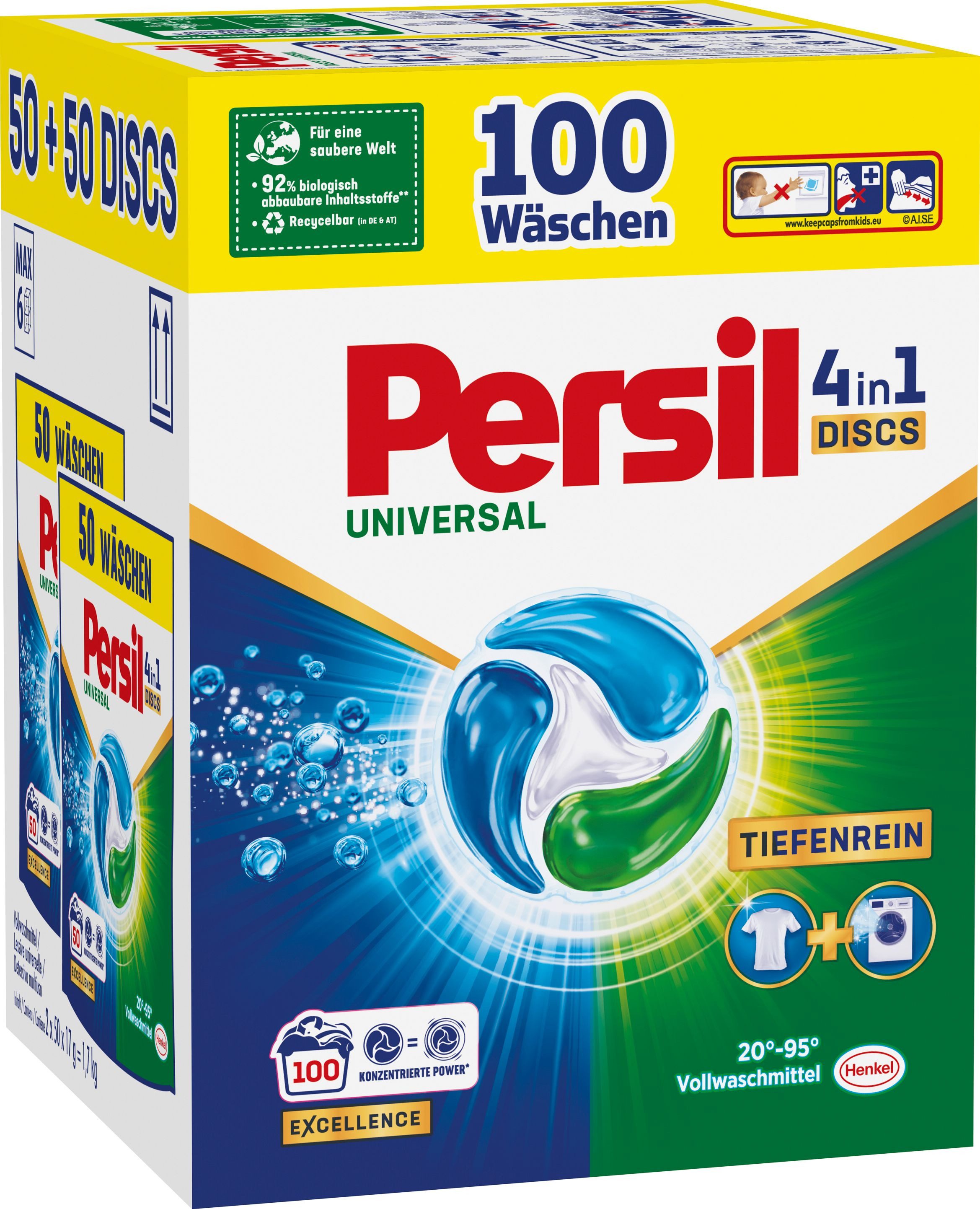 Persil 2x Persil Discs Universal 100WL & 1x Discs Color 100WL Vollwaschmittel