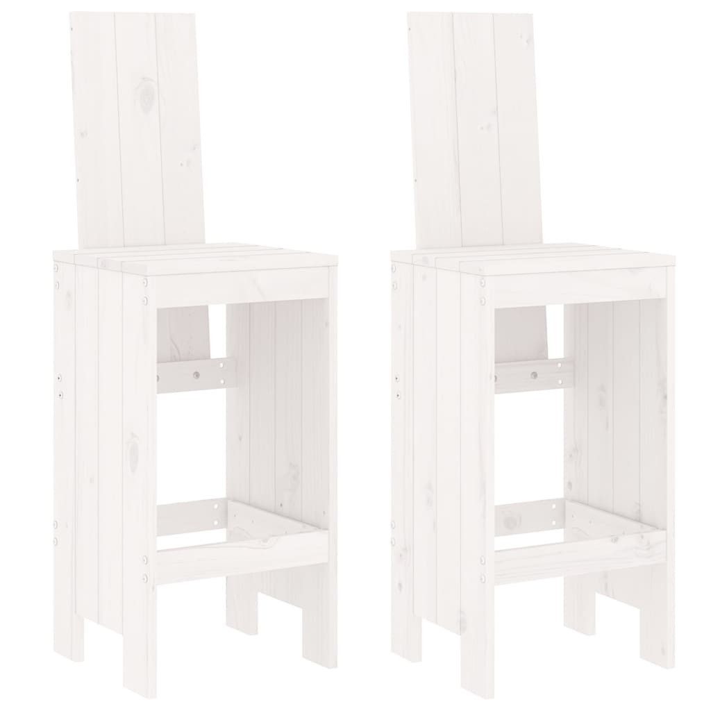 vidaXL Gartenstuhl Barhocker 2 Stk. Weiß 40x42x120 cm Massivholz Kiefer (2 St)