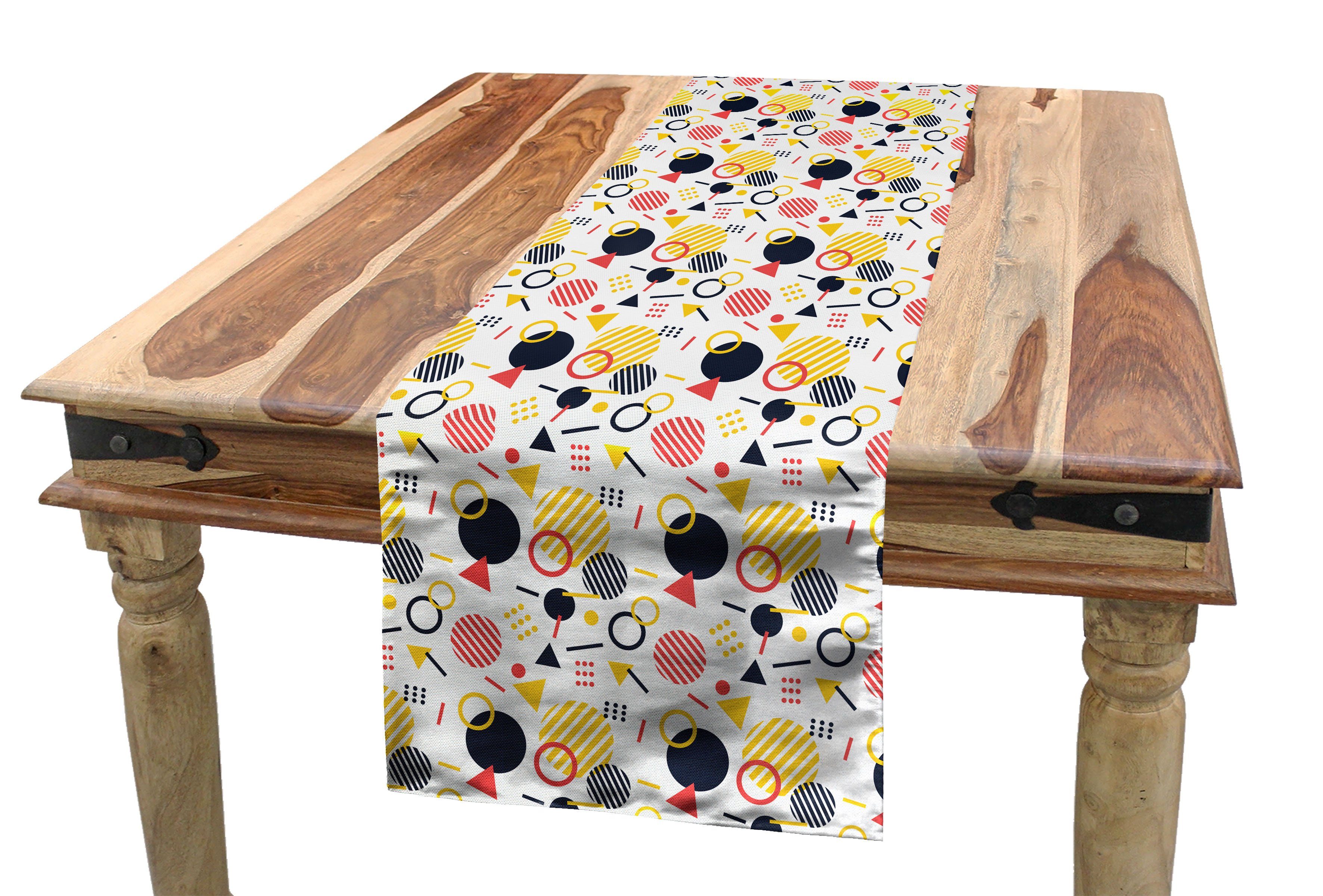 Abakuhaus Tischläufer Esszimmer Küche Rechteckiger Dekorativer Tischläufer, Geometrisch Bunte Memphis Art