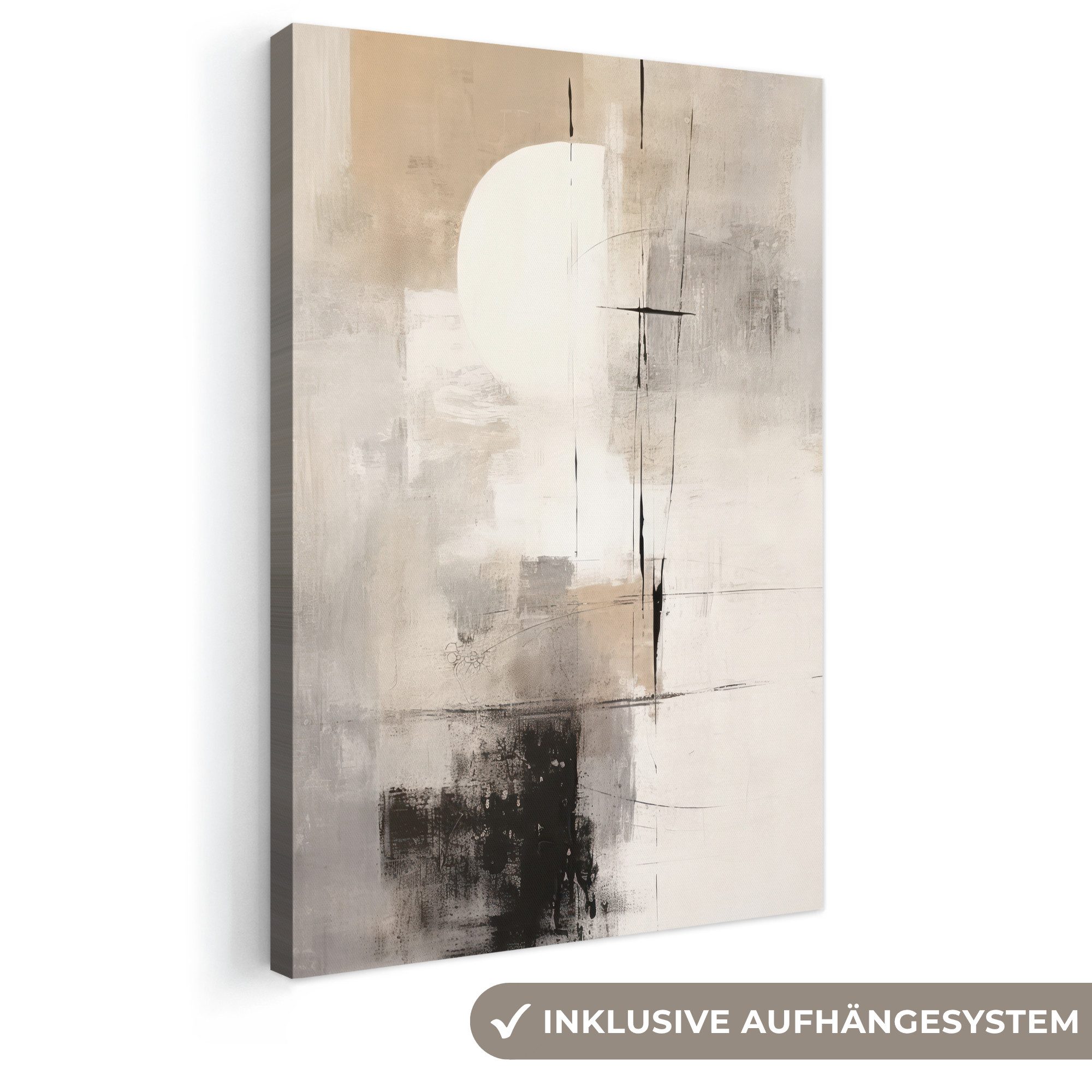 OneMillionCanvasses® Leinwandbild Abstrakt - Kunst - Grau, Fotodruck (1 St), Leinwand Canvas Wandbild, Wanddekoration 20x30 cm
