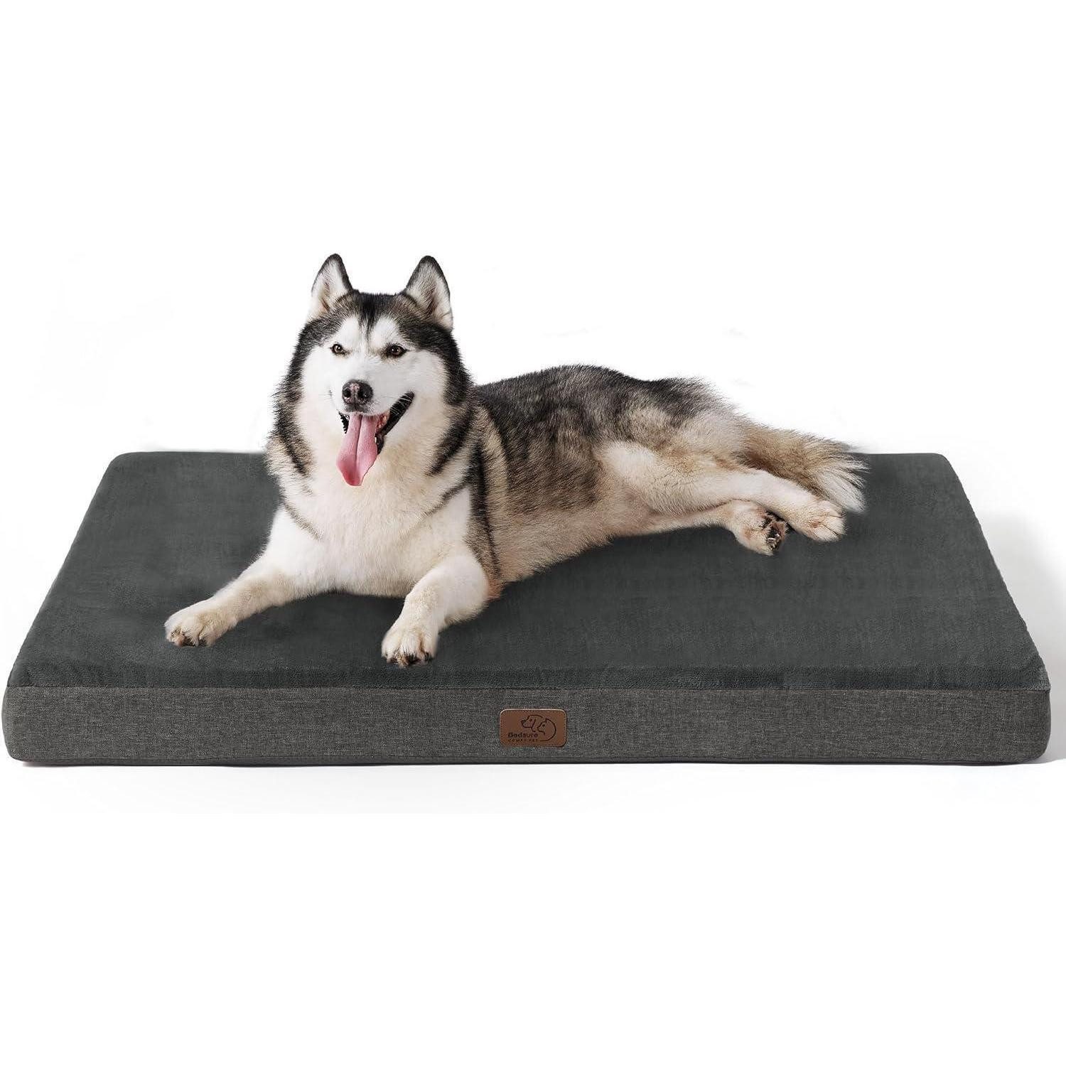 Hundematte Hundebett orthopädisch Memoryschaum L 120 x B 74 x H 10 cm Dunkelgrau