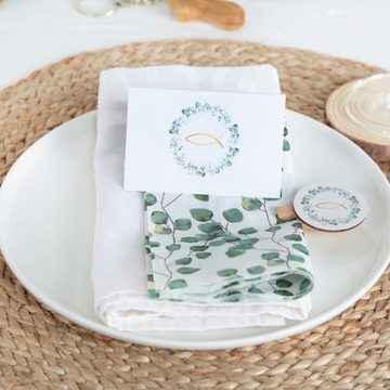 Logbuch-Verlag Klappkarte festliche Tischkarten Eukalyptus Fisch grün gold weiß