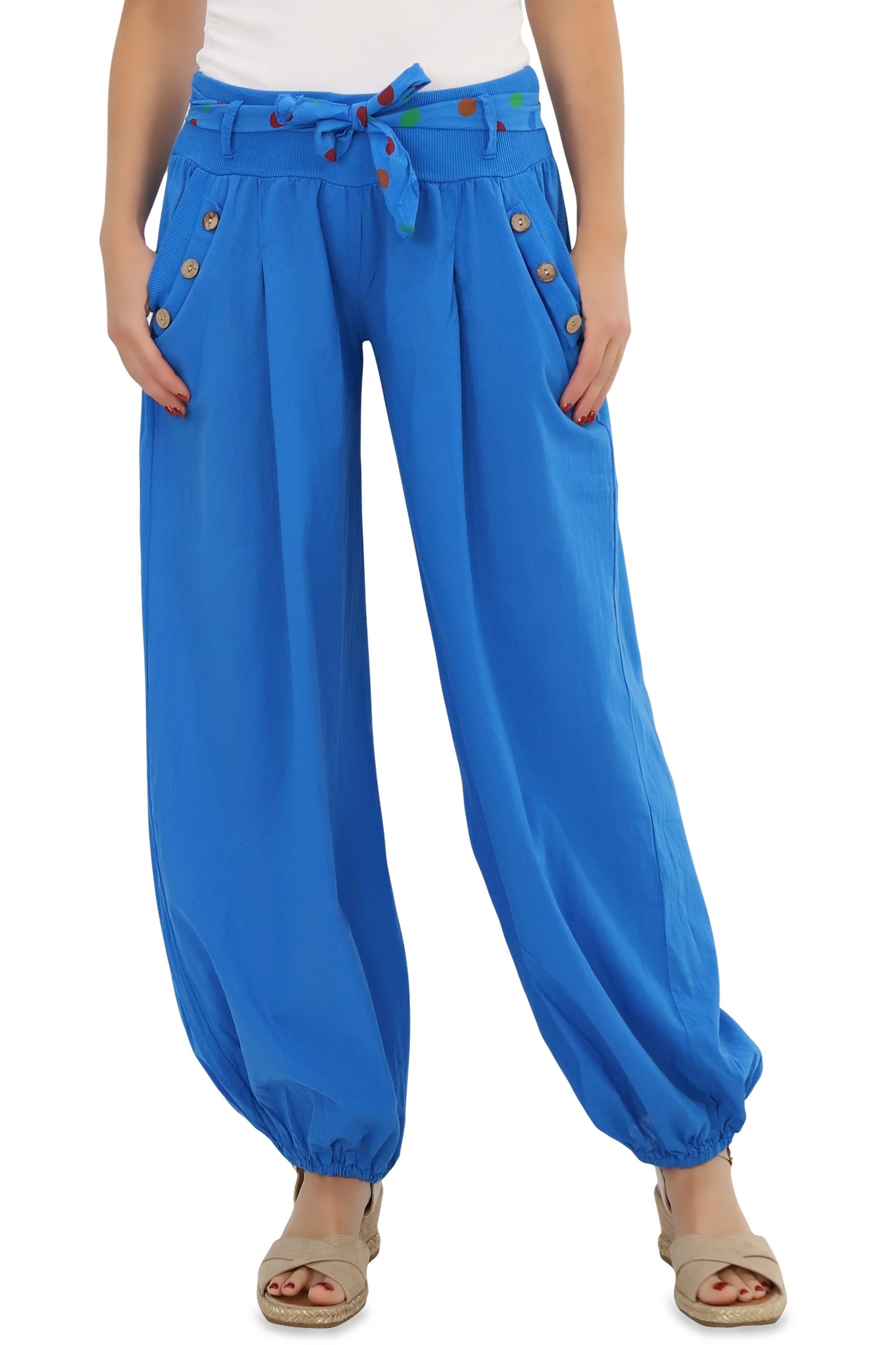 malito more than fashion Haremshose malito Damen Pumphose in Unifarben, leichte Stoffhose, super Freizei mit farblich passendem Stoffgürtel Einheitsgröße