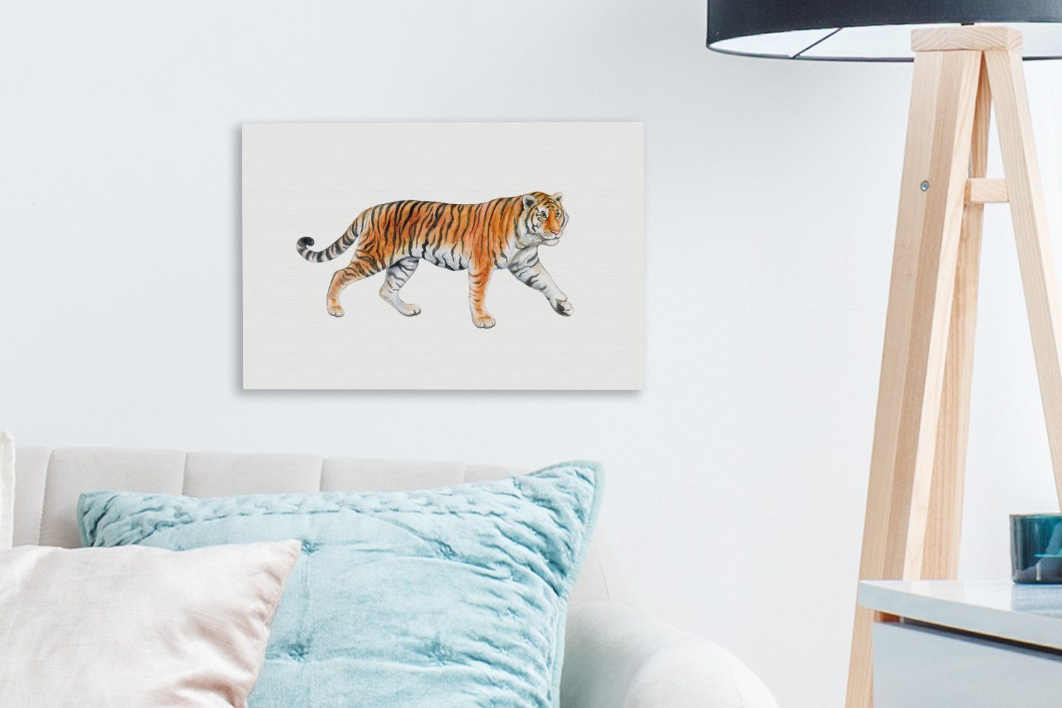 St), Orange Leinwandbild - OneMillionCanvasses® (1 - cm Weiß, Aufhängefertig, Wanddeko, Wandbild Leinwandbilder, 30x20 Tiger