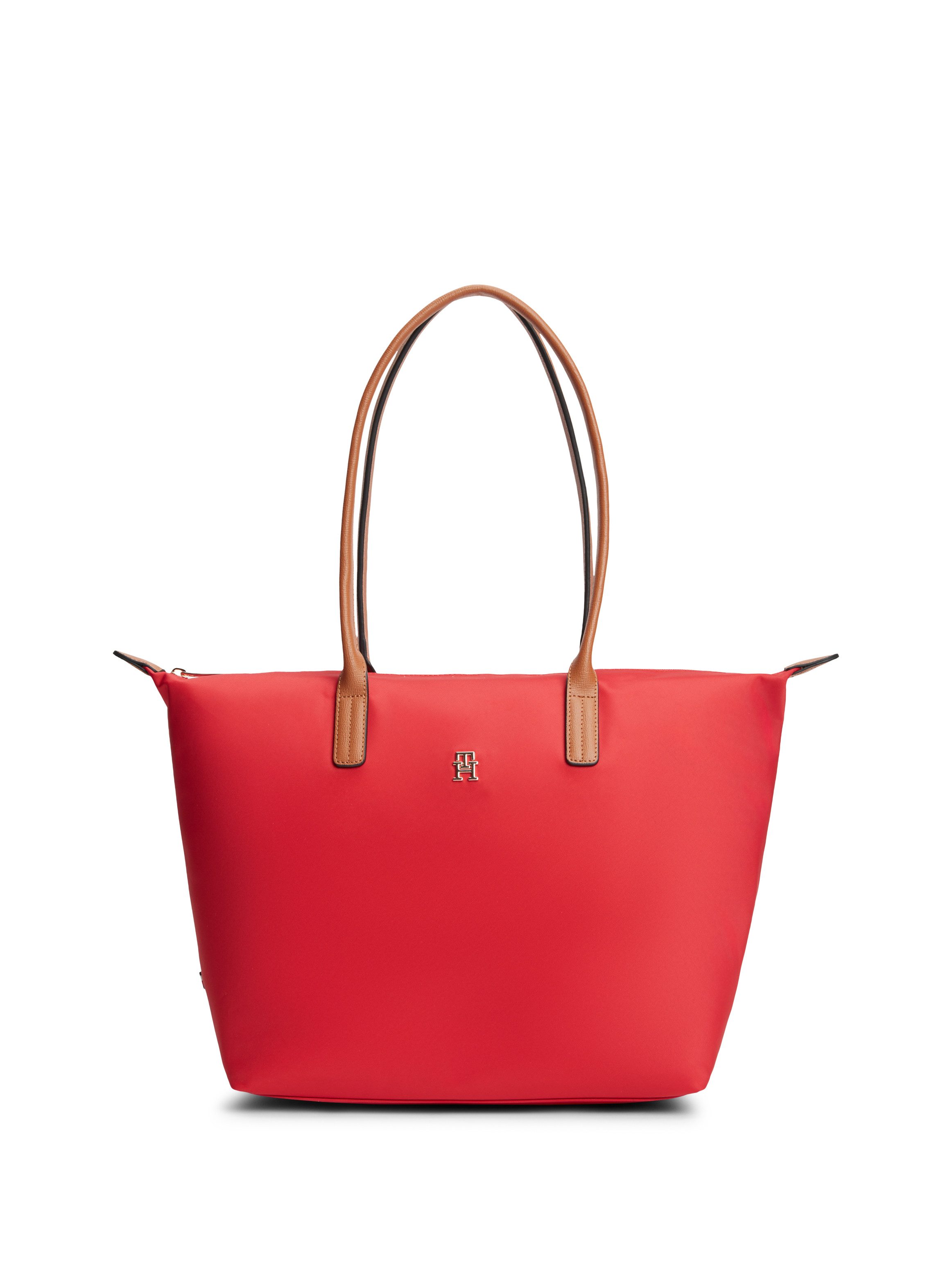 Tommy Hilfiger Tragetasche POPETTE TOTE, Damen Handtasche, Schultertasche mit kontrastfarbigen Henkeln