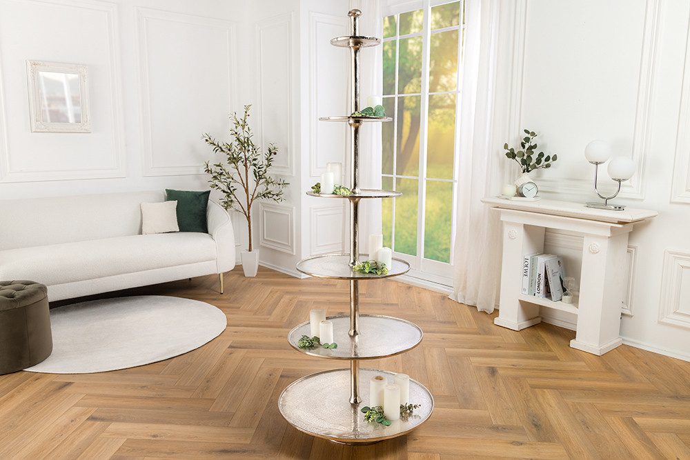 riess-ambiente Dekoetagere ABSTRACT 180cm silber · XXL Servierständer mit 6 Etagen aus Metall (Einzelartikel, 1 St), Großes Snack-Display · handmade Cupcake-Ständer · Party-Deko · rund