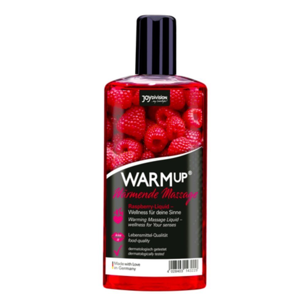 JOYDIVISION Gleit- und Massagegel WARMup Raspberry Liquid, Flasche mit 150ml, wärmendes Massagegel mit Himbeerduft und Geschmack