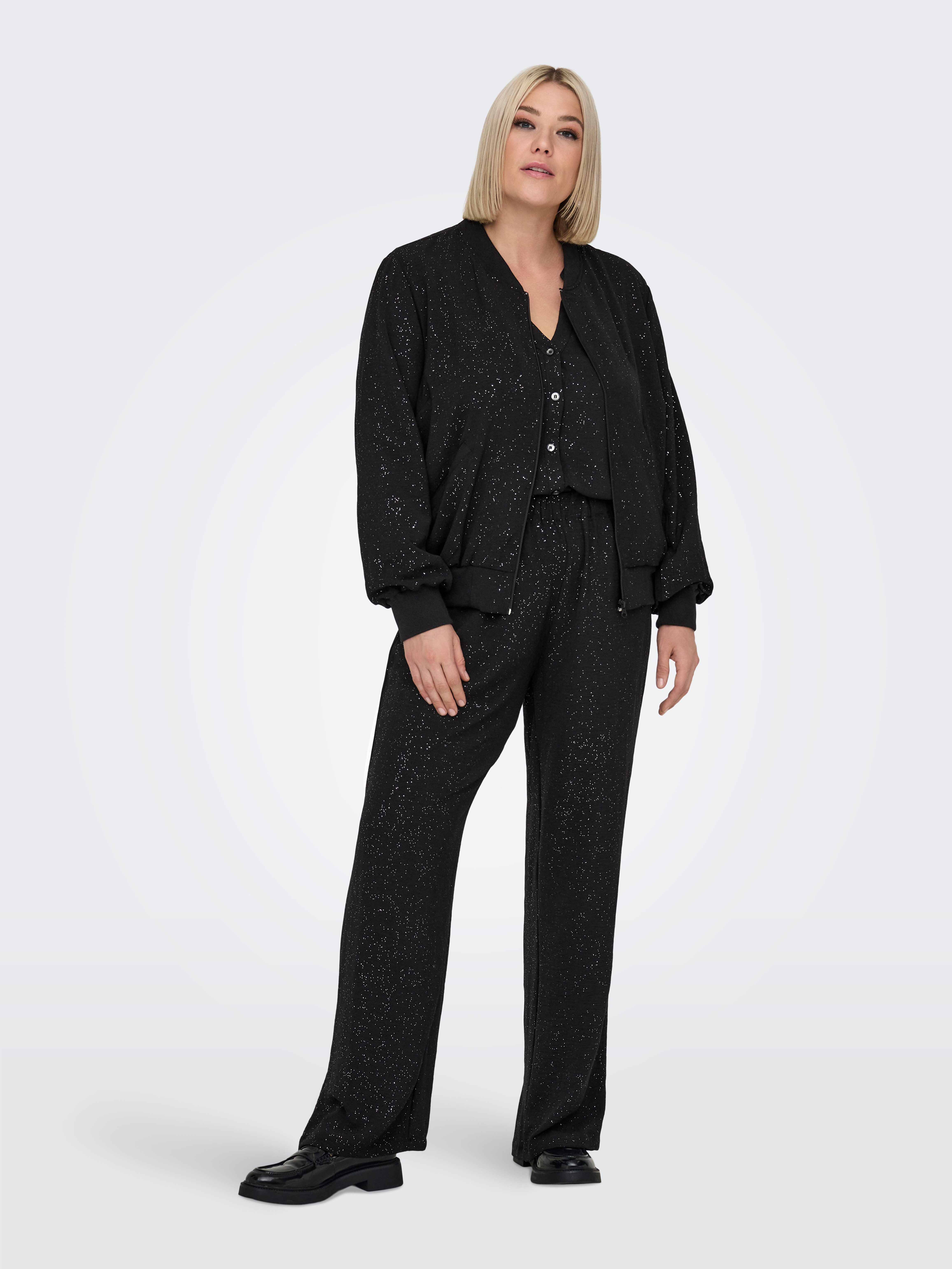 ONLY CARMAKOMA Blouson CARJOSEE METTA LIFE LS BOMBER WVN mit Glitzer Effekt