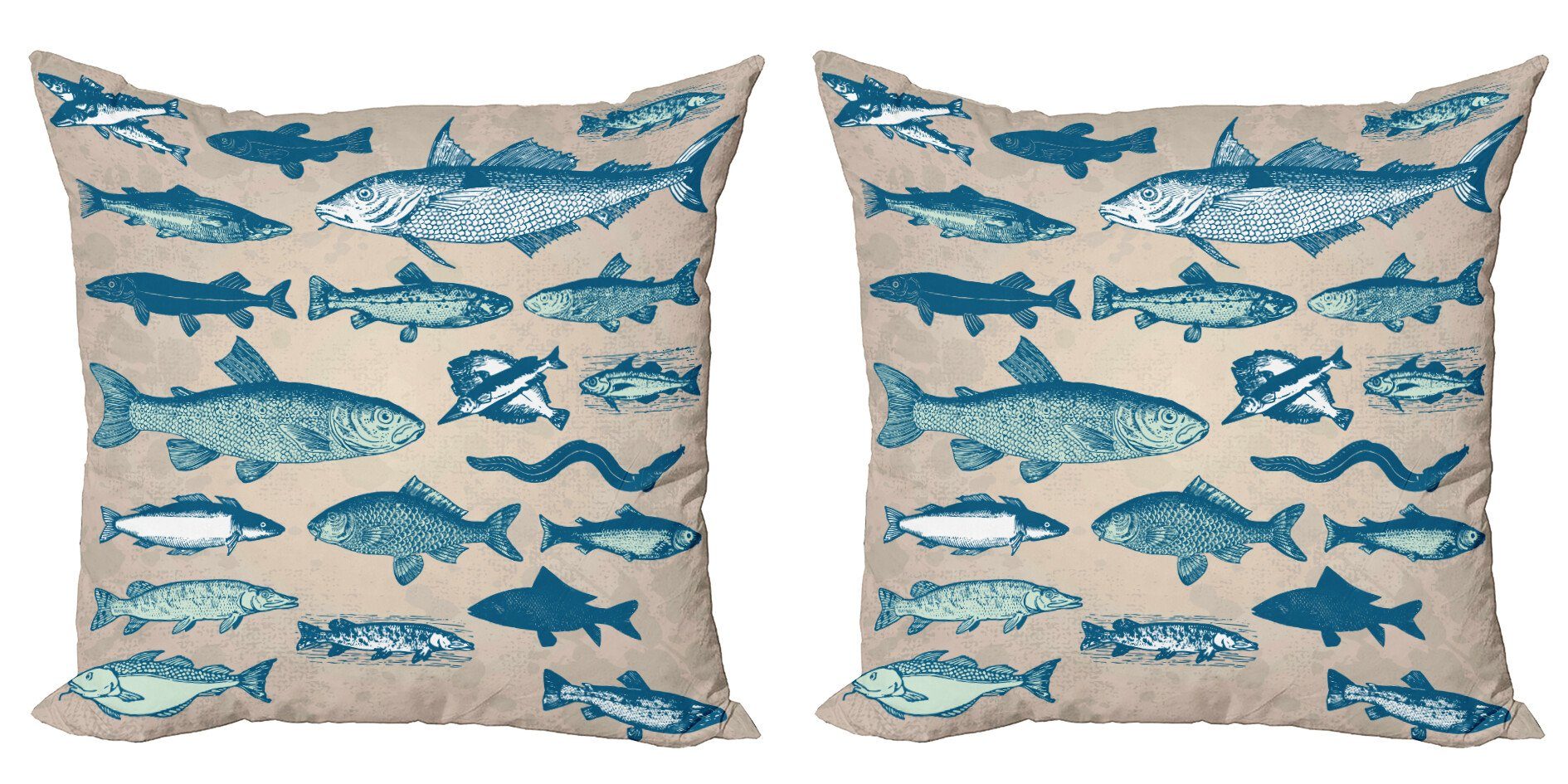 Abakuhaus Подушкиbezüge Modern Accent Doppelseitiger Digitaldruck, (2 Stück), Fisch Vintage Meeresfrüchte Strand