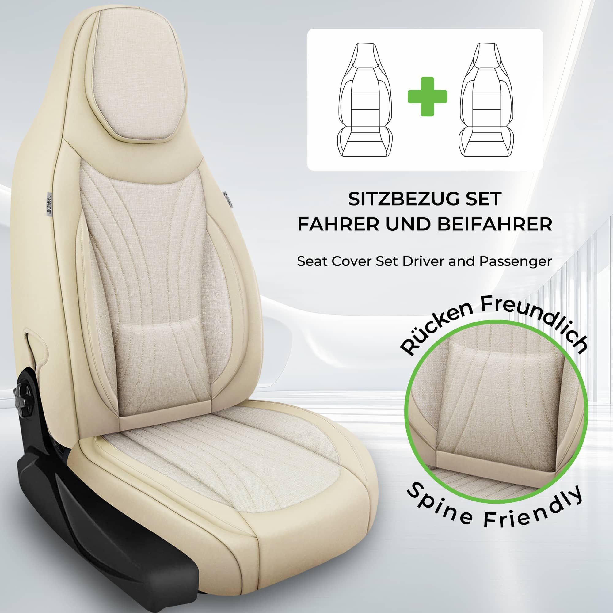 BREMER SITZBEZÜGE Autositzbezug für Toyota Corolla Cross XG10 Bj ab 2020 (C5), Set, Schonbezüge Sitzbezüge Fahrer und Beifahrer, in Beige