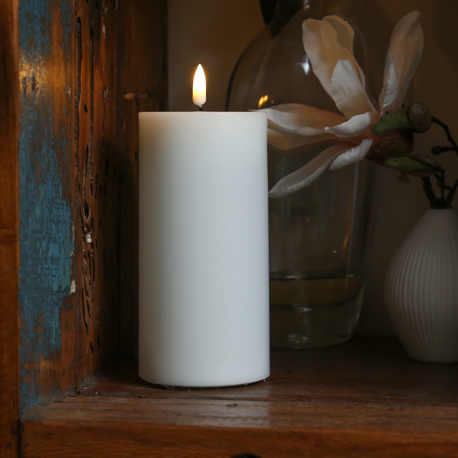 Deluxe Homeart LED-Kerze Mia Deluxe Echtwachs flackernd Wachsspiegel H: 15c günstig online kaufen