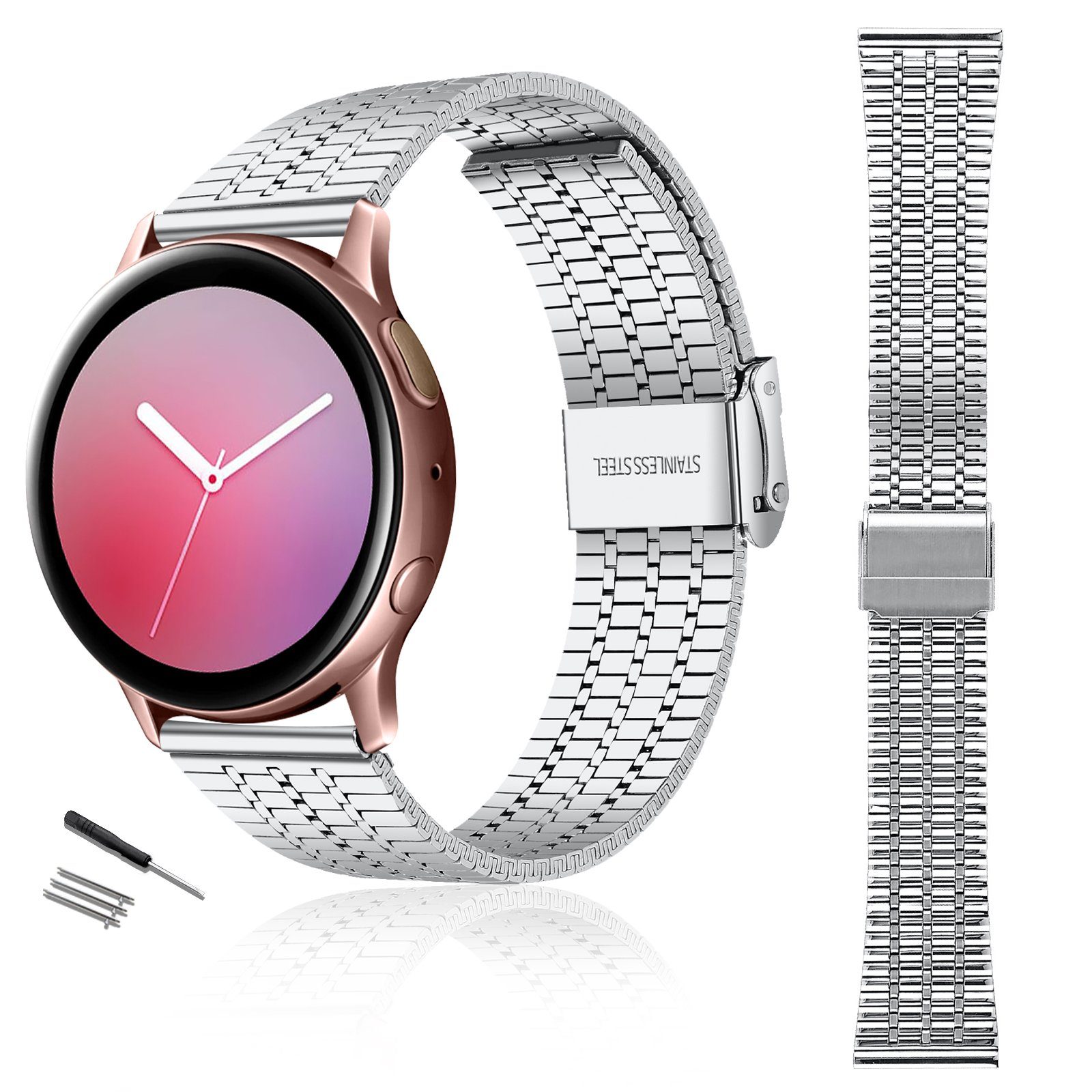 Diida Smartwatch-Armband Smartwatch-Armband,Watch Band, Uhrenarmbänder,Geeignet, für Galaxy Watch 3 41/42MM/active/S2, HUAWEI Watch 2/watch GT2 42mm Silber