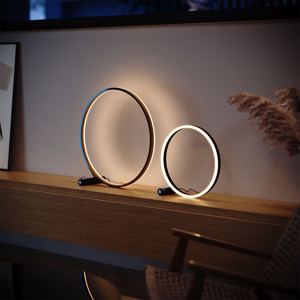 Tischleuchte Schwarz, Gold, Direkt Indirekt Warmweiß oder Schwarz/Gold LED Ringlampe s.luce