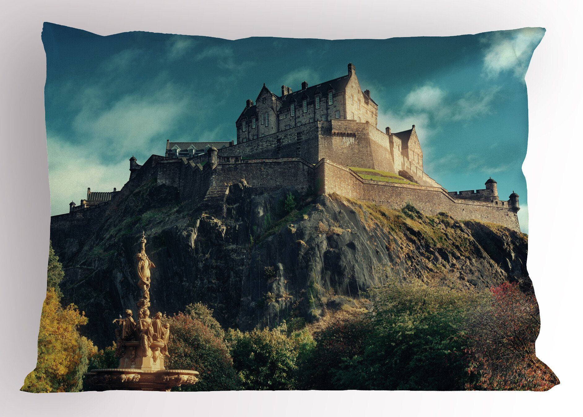 Kissenbezüge Dekorativer Standard King Size Gedruckter Kissenbezug, Abakuhaus (1 Stück), Edinburgh Berühmte Schloss auf Felsen