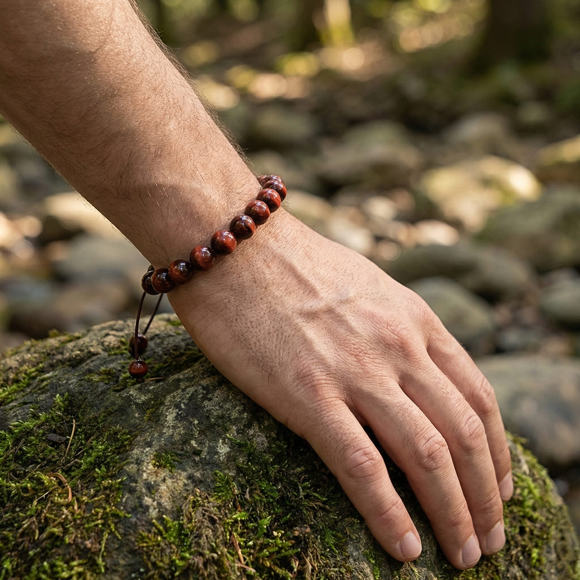 UNIQAL.de Perlenarmband aus Natur- & Edelstein – Unisex, 8 mm (einreihiges Natursteinarmband, verschiedene Farben & Steinsorten), verstellbar, handgefertigt