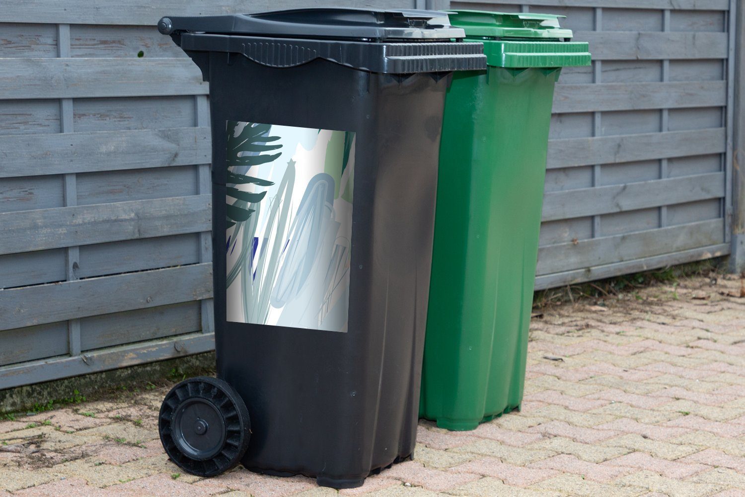 MuchoWow Wandsticker - - - Weiß Abfalbehälter Grün Container, Farbe Mülleimer-aufkleber, St), Sticker, Mülltonne, Sommer (1
